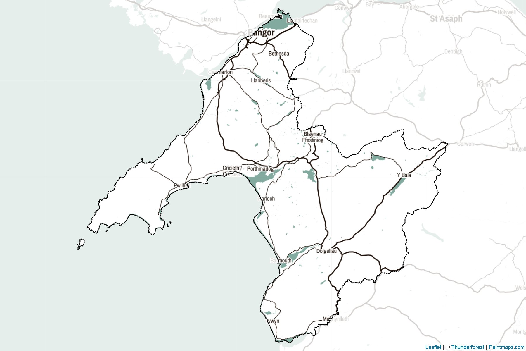 Muestras de recorte de mapas Gwynedd (Wales)-2