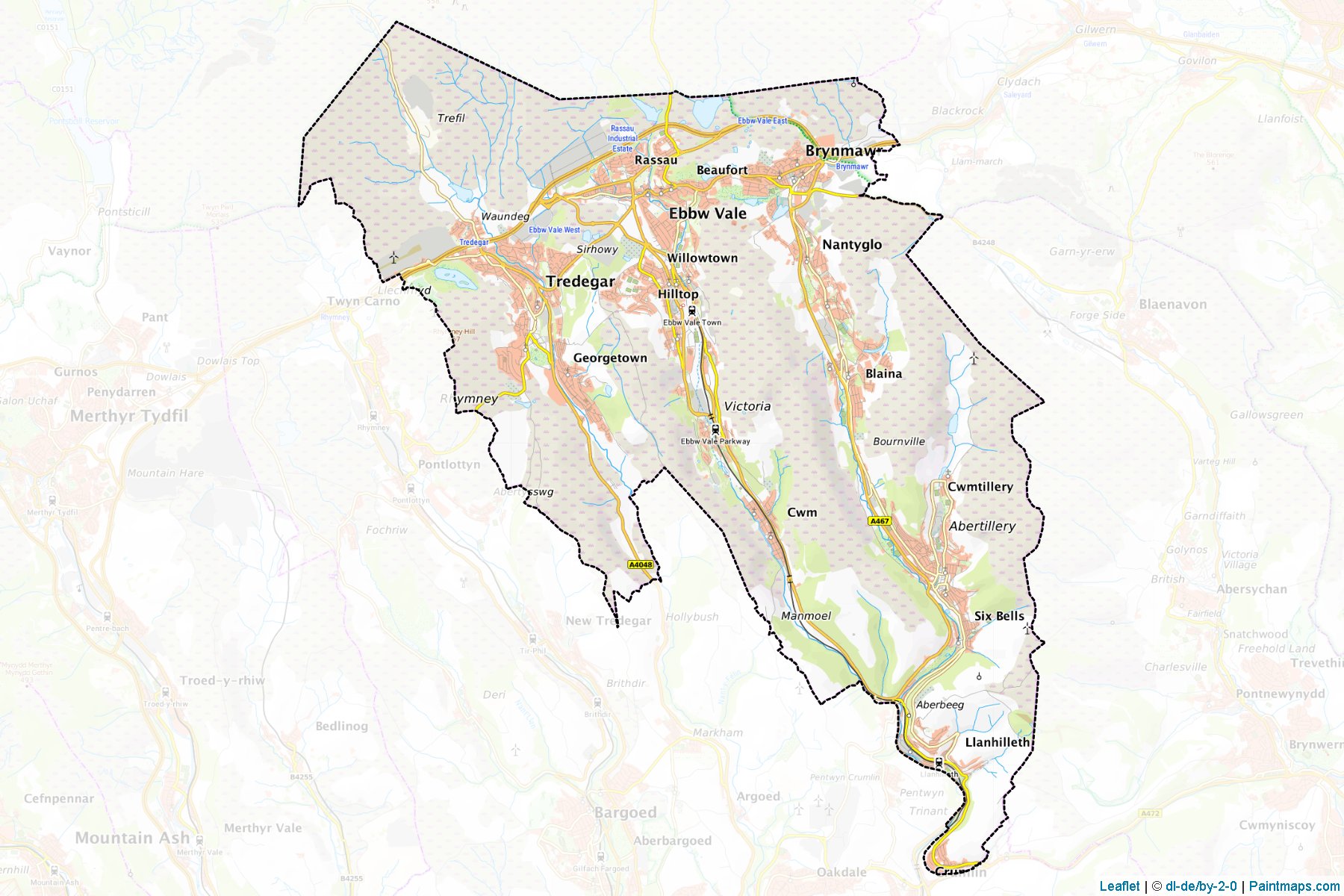 Blaenau Gwent (Galler) Haritası Örnekleri-1