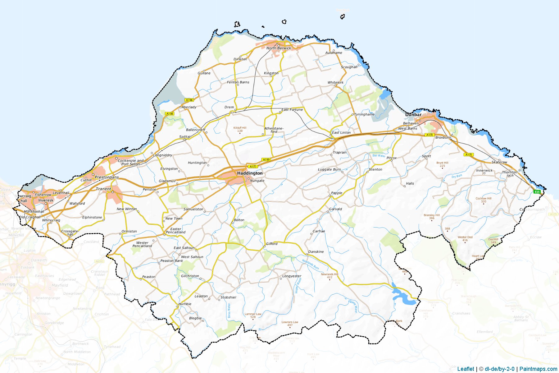 East Lothian (Scotland) Map Cropping Samples-1