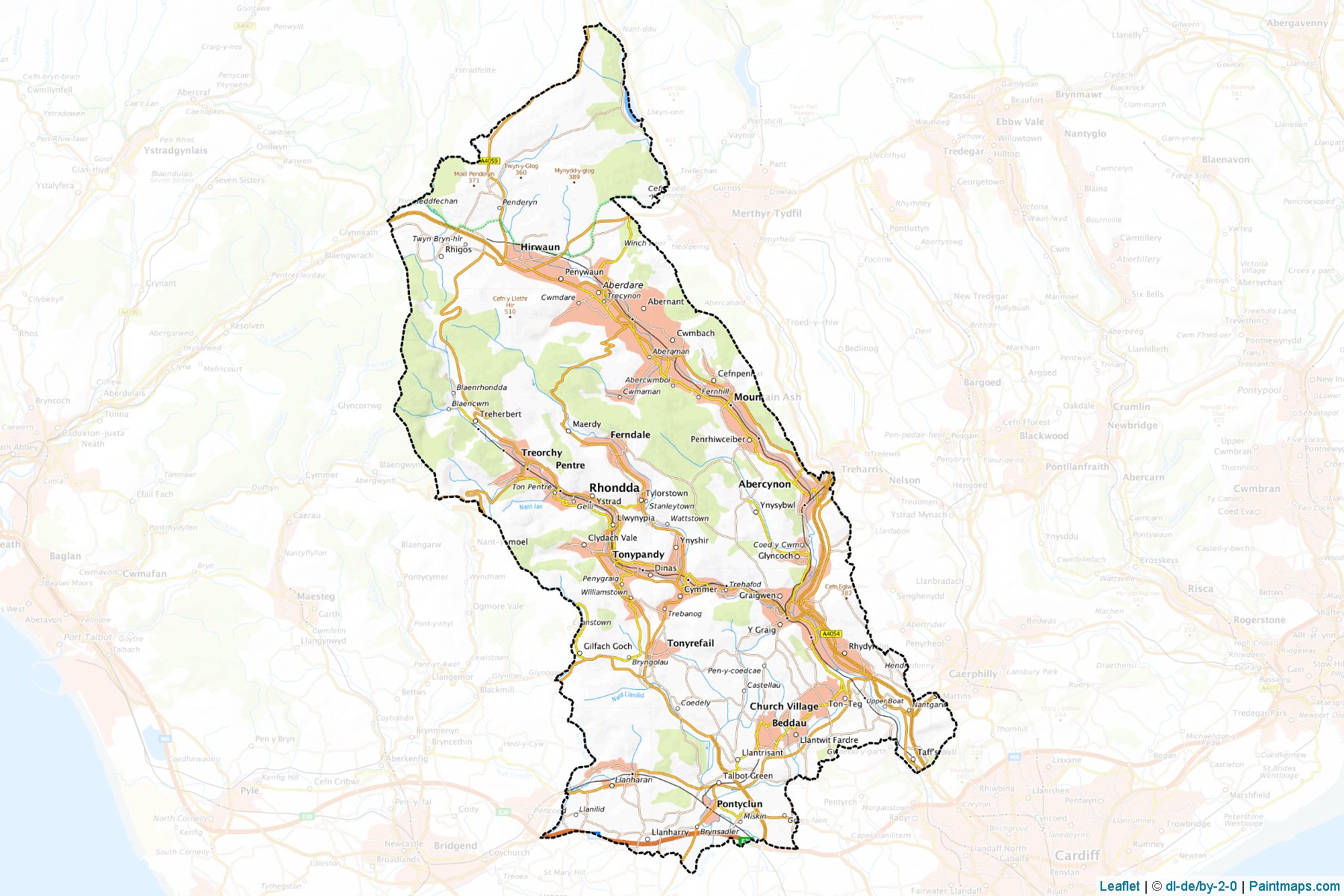 Rhondda Cynon Taf (Wales) Map Cropping Samples-1