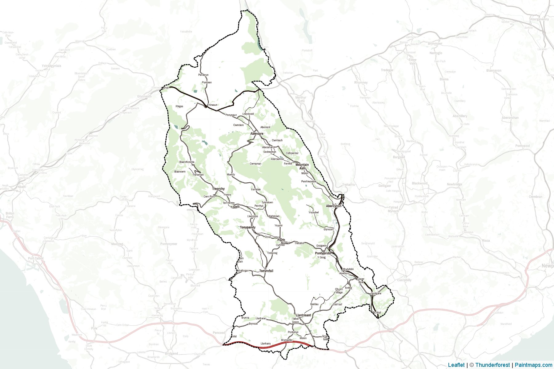 Rhondda Cynon Taf (Wales) Map Cropping Samples-2