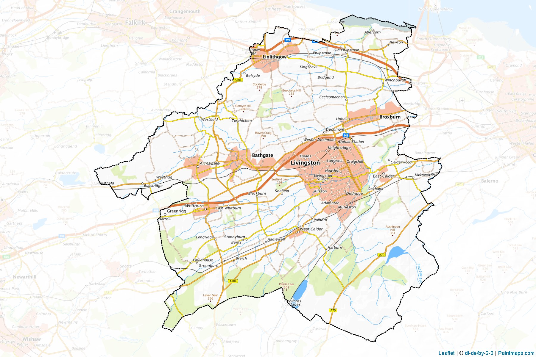 West Lothian (İskoçya) Haritası Örnekleri-1