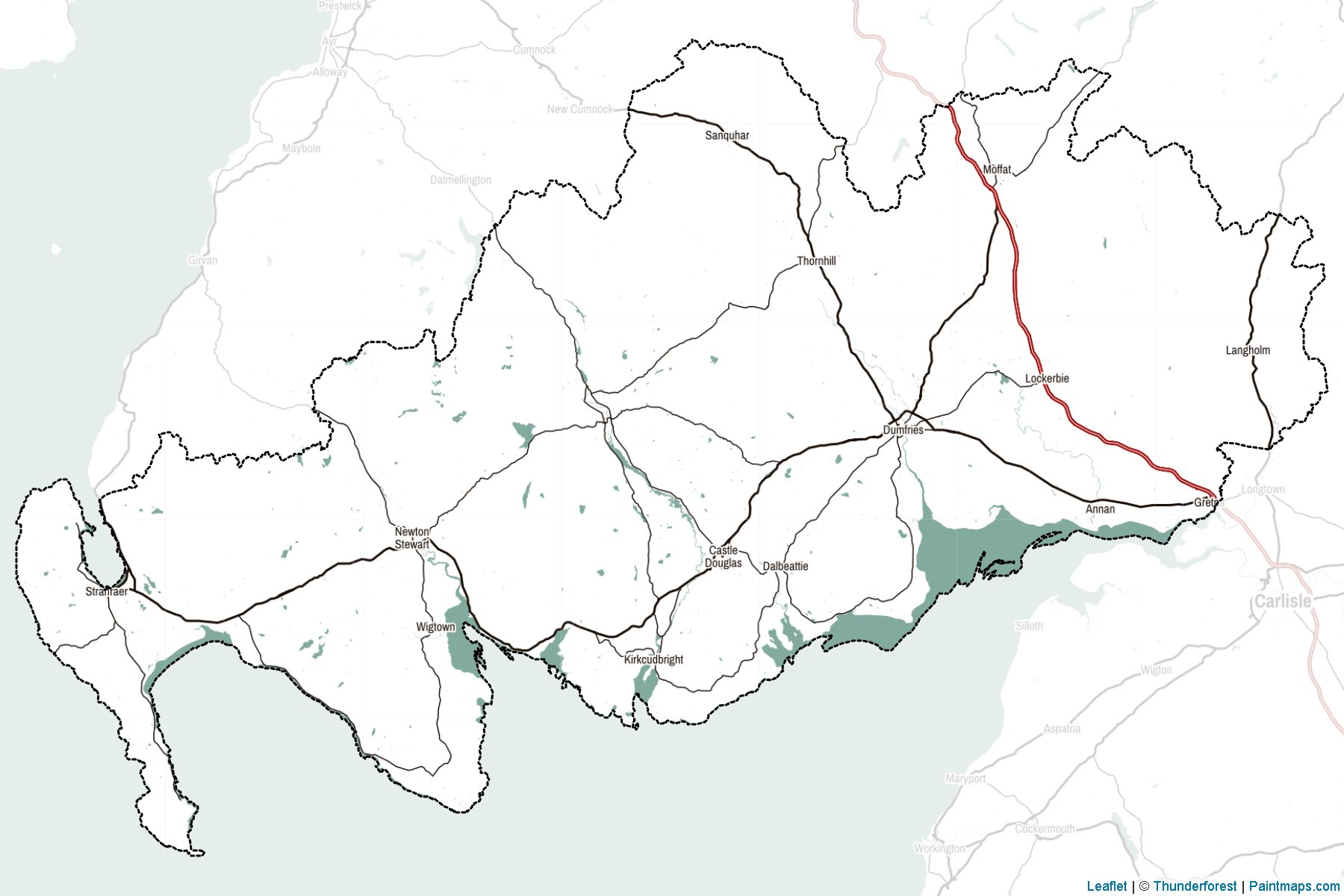 Muestras de recorte de mapas Dumfries and Galloway (Scotland)-2