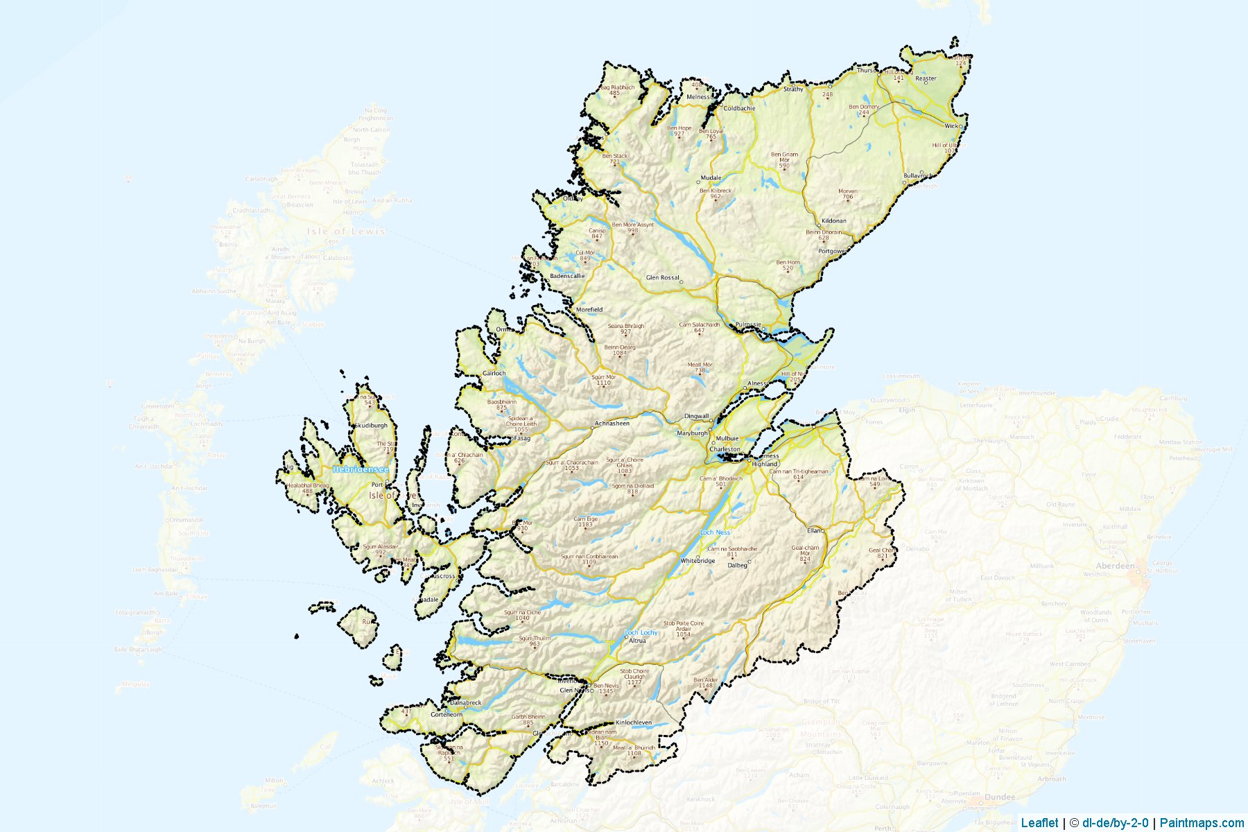 Muestras de recorte de mapas Highland (Scotland)-1