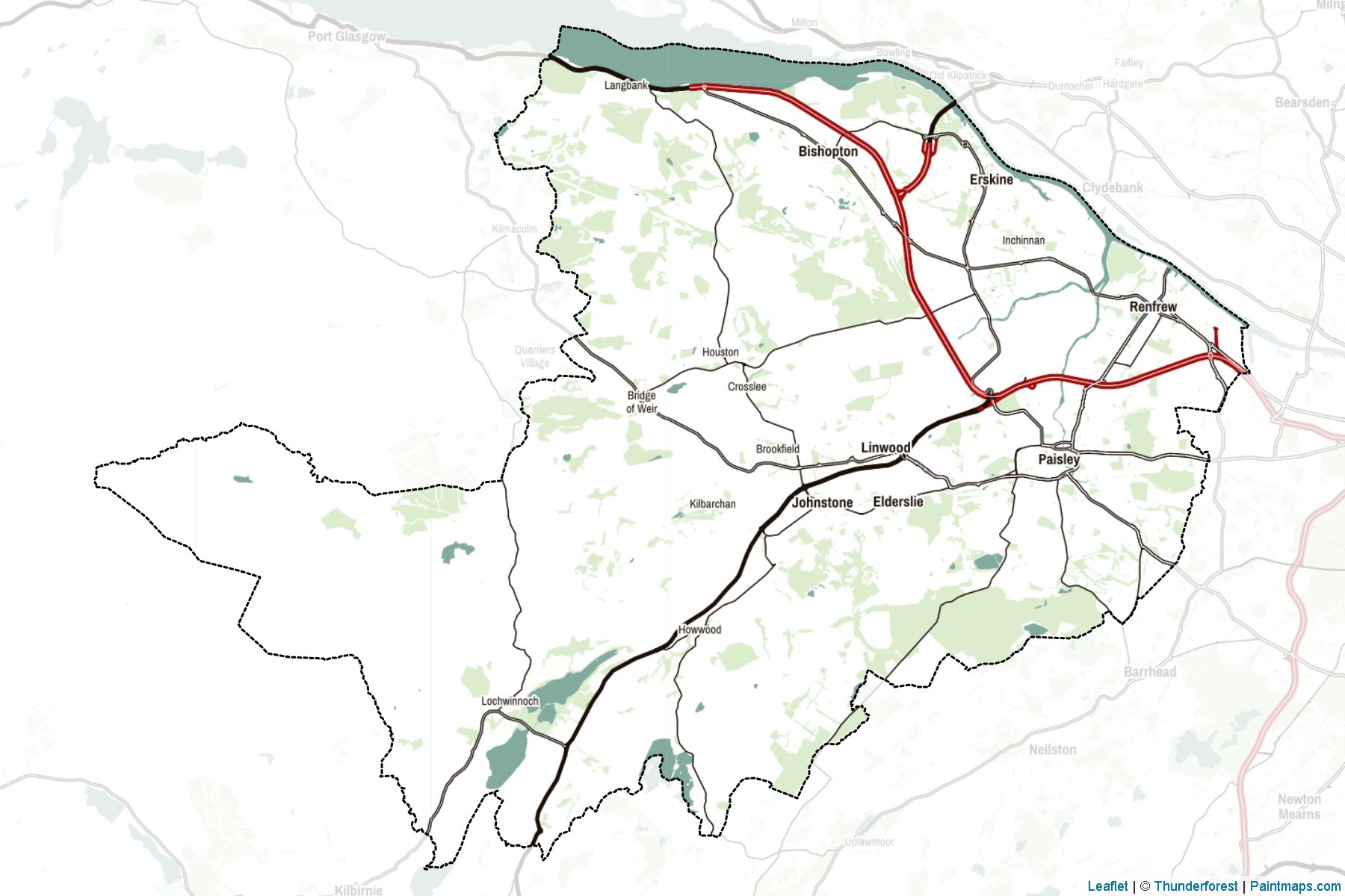 Muestras de recorte de mapas Renfrewshire (Scotland)-2