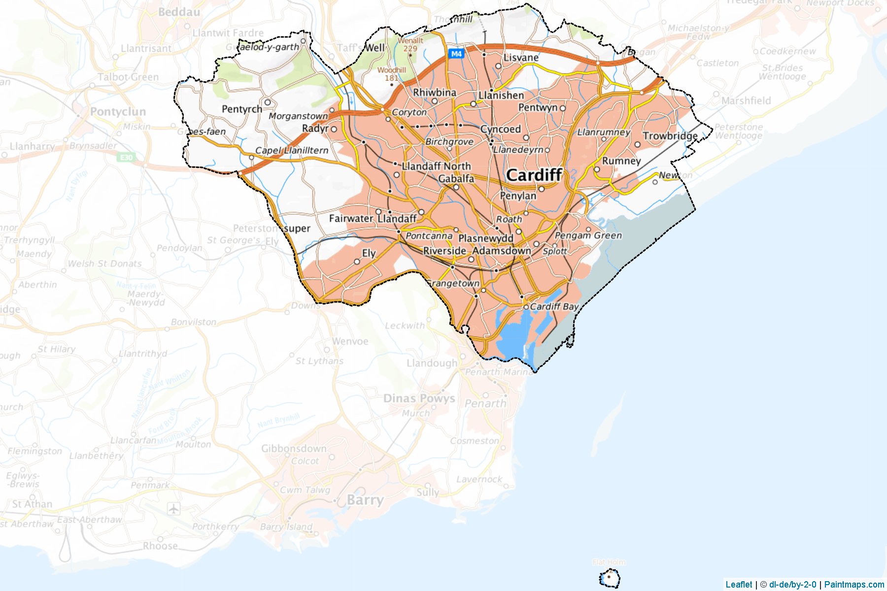 Muestras de recorte de mapas Cardiff (Wales)-1