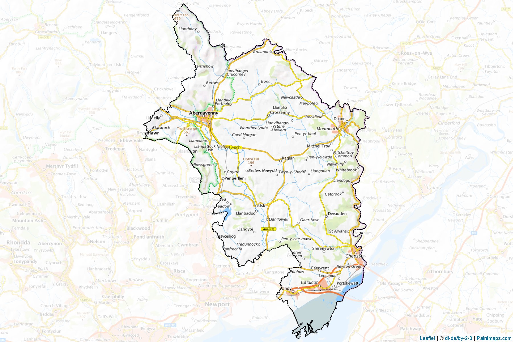 Monmouthshire (Wales) Map Cropping Samples-1