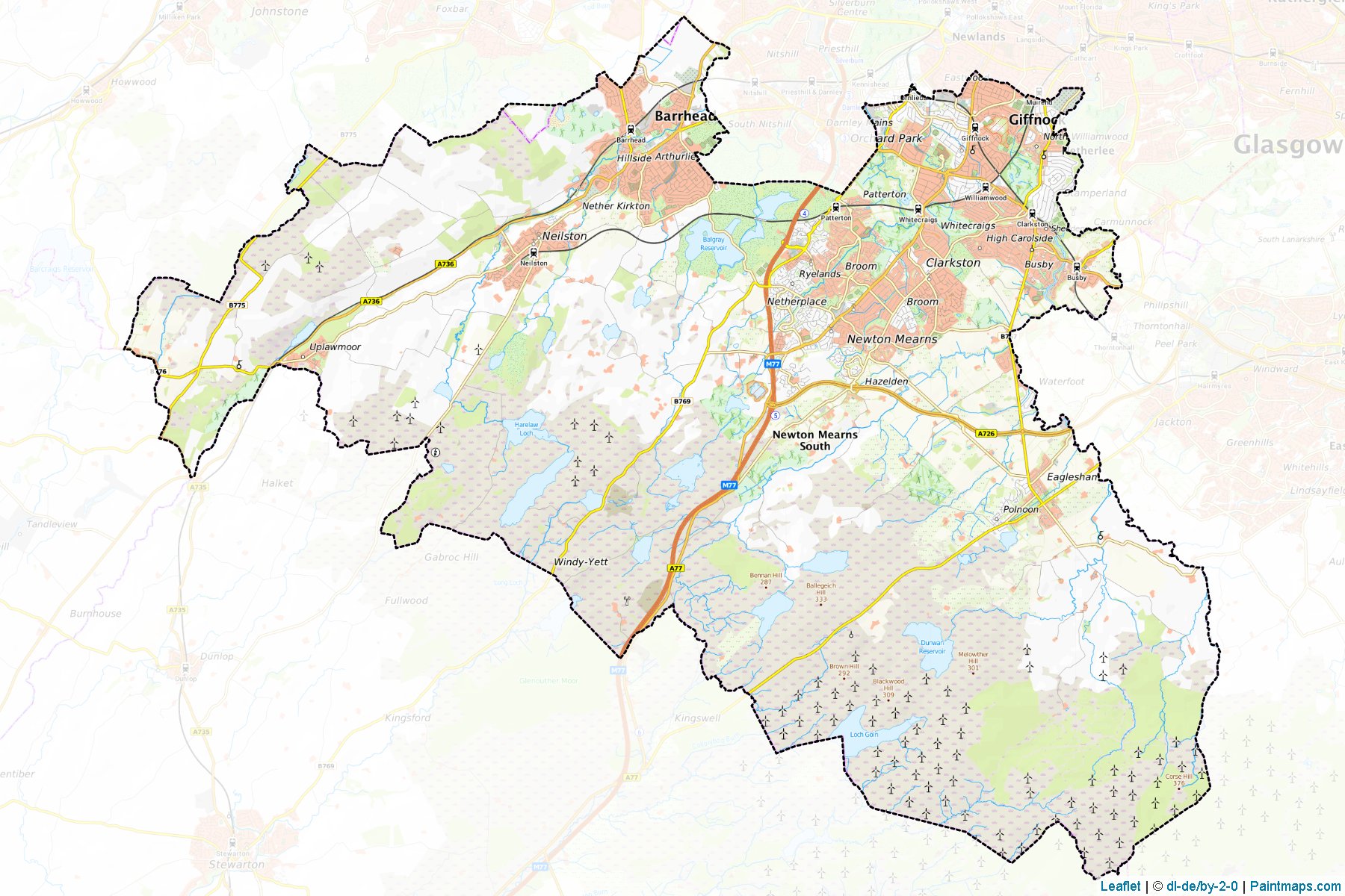 Muestras de recorte de mapas East Renfrewshire (Scotland)-1