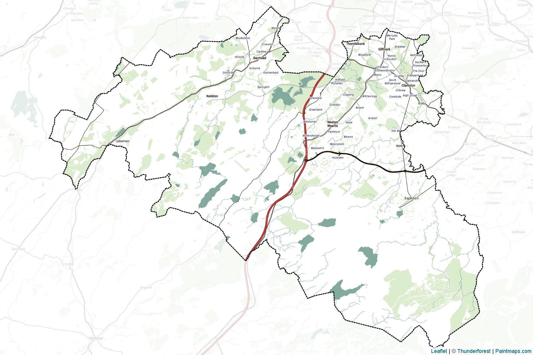 Muestras de recorte de mapas East Renfrewshire (Scotland)-2