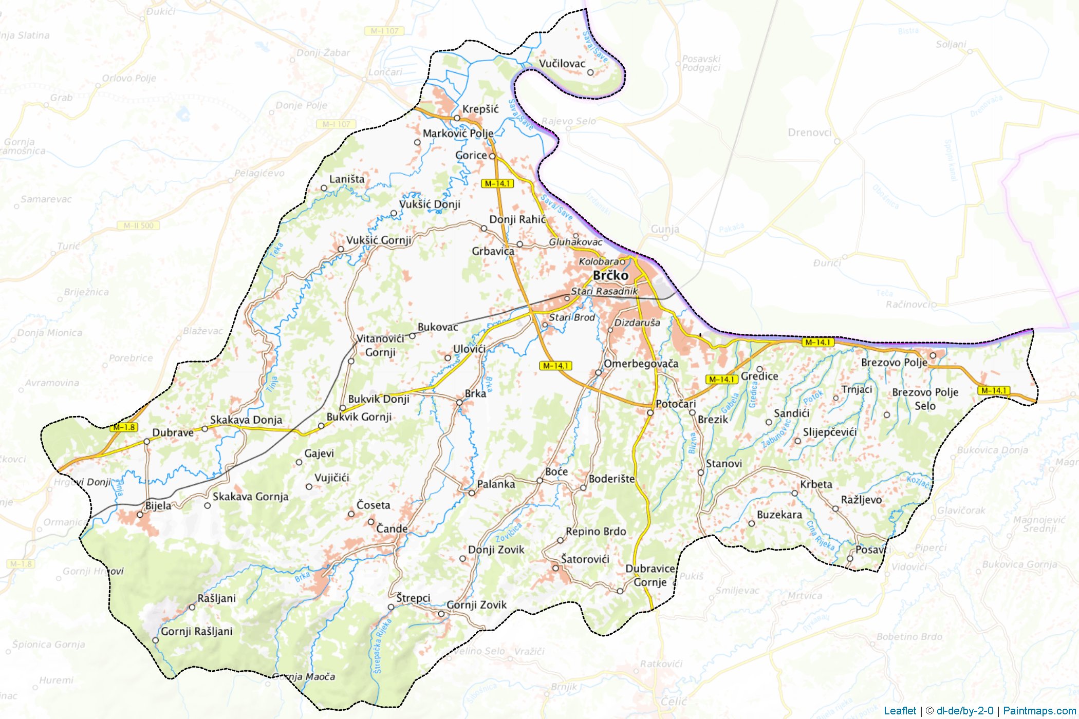 Brcko Distrikt (Bosnia and Herzegovina) Map Cropping Samples-1