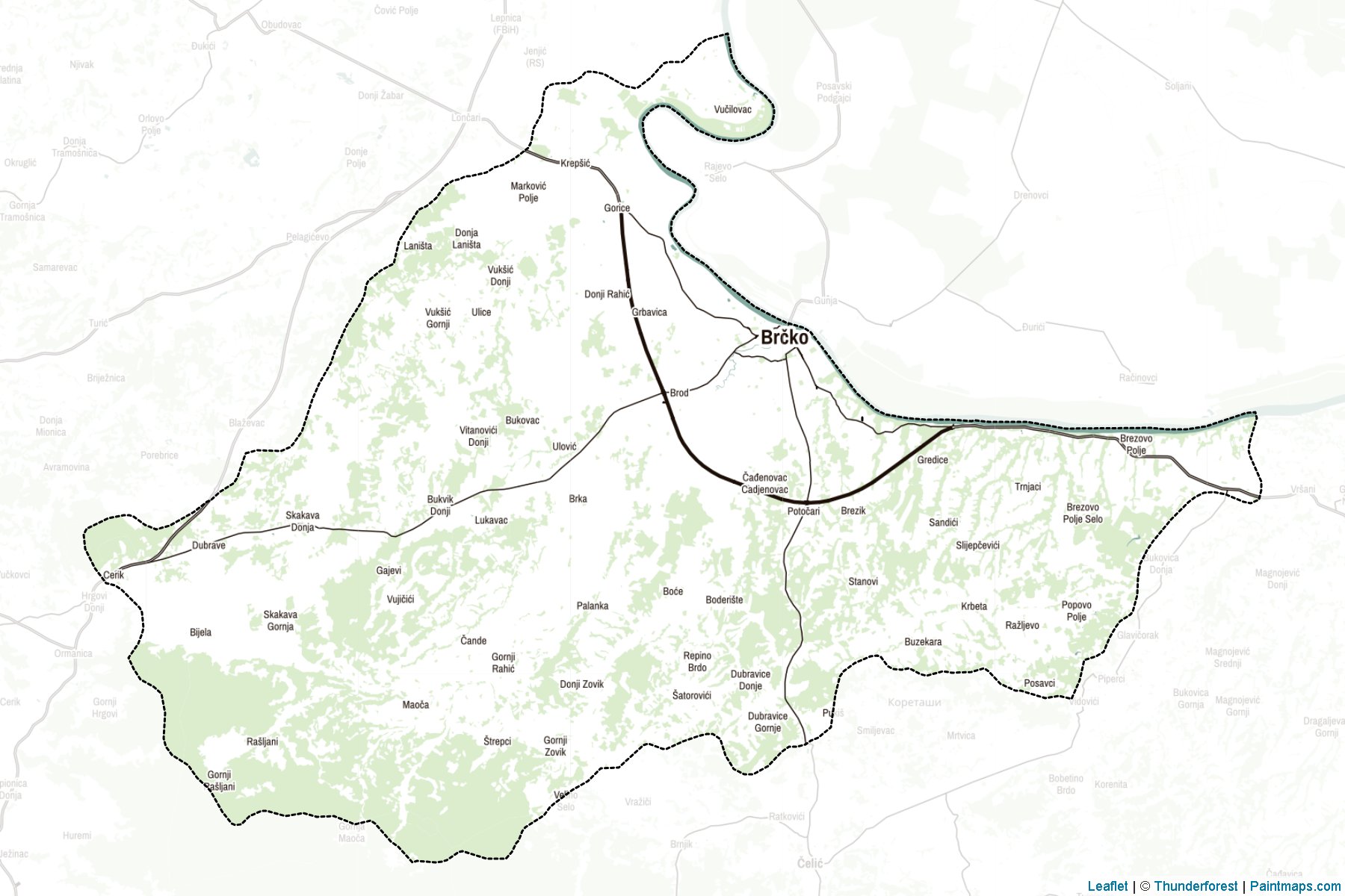 Brcko Distrikt (Bosnia and Herzegovina) Map Cropping Samples-2