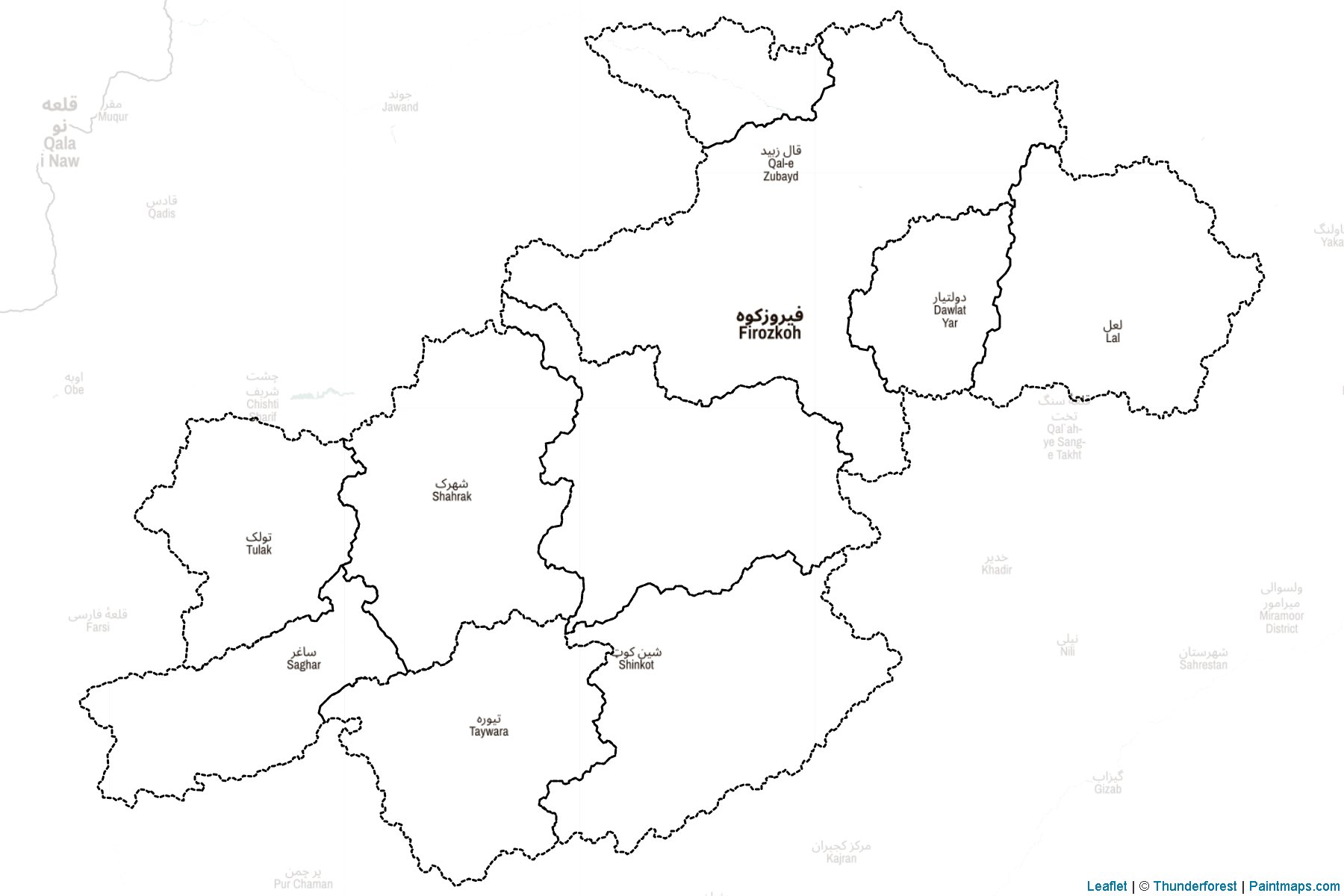 Muestras de recorte de mapas Ghowr (Afganistán)-2