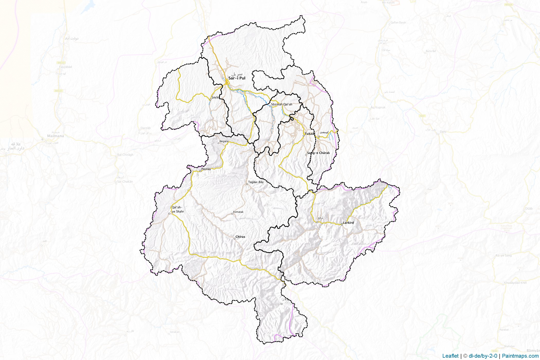 Muestras de recorte de mapas Sar-e Pol (Afganistán)-1