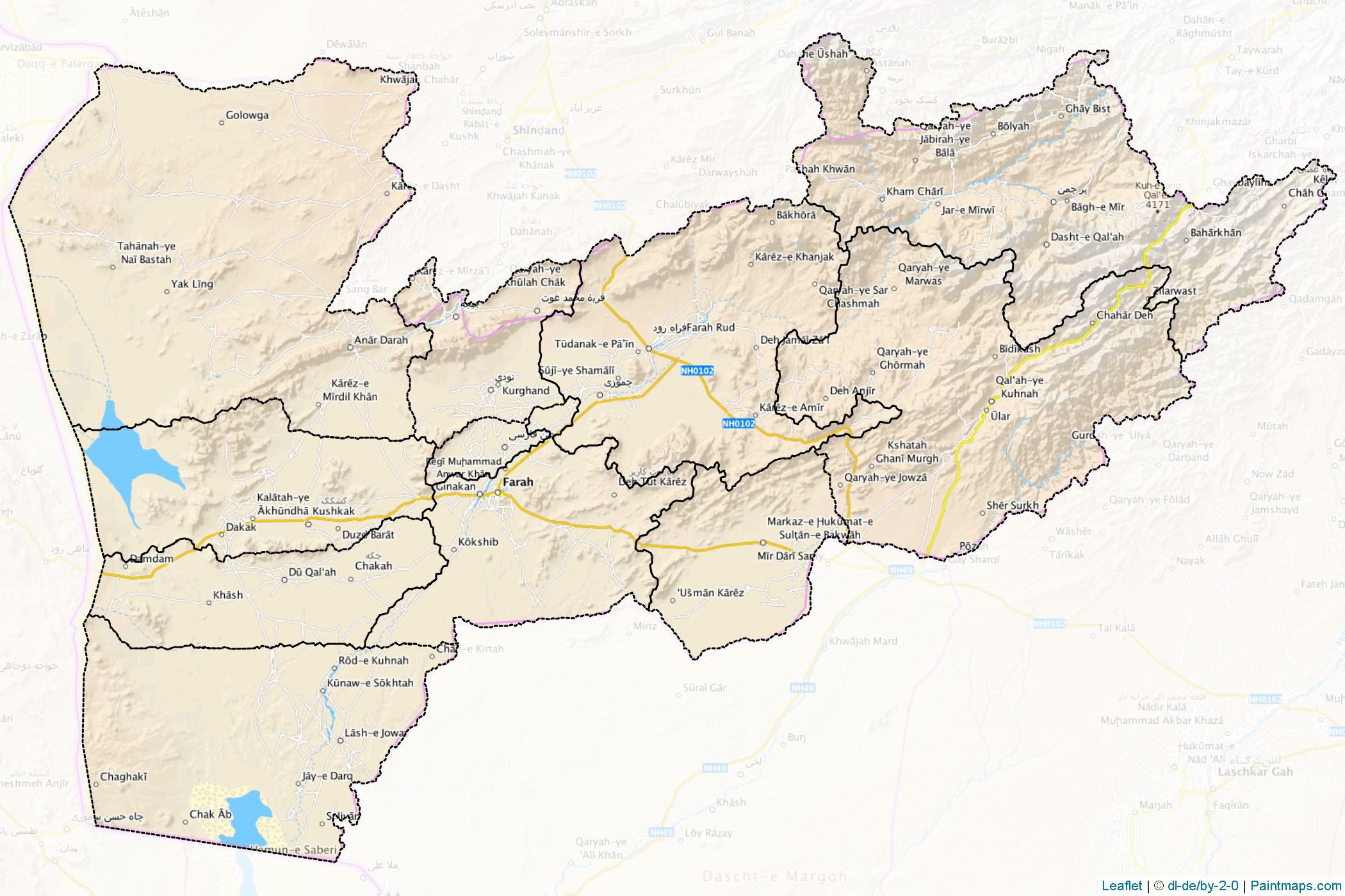 Muestras de recorte de mapas Farah (Afganistán)-1