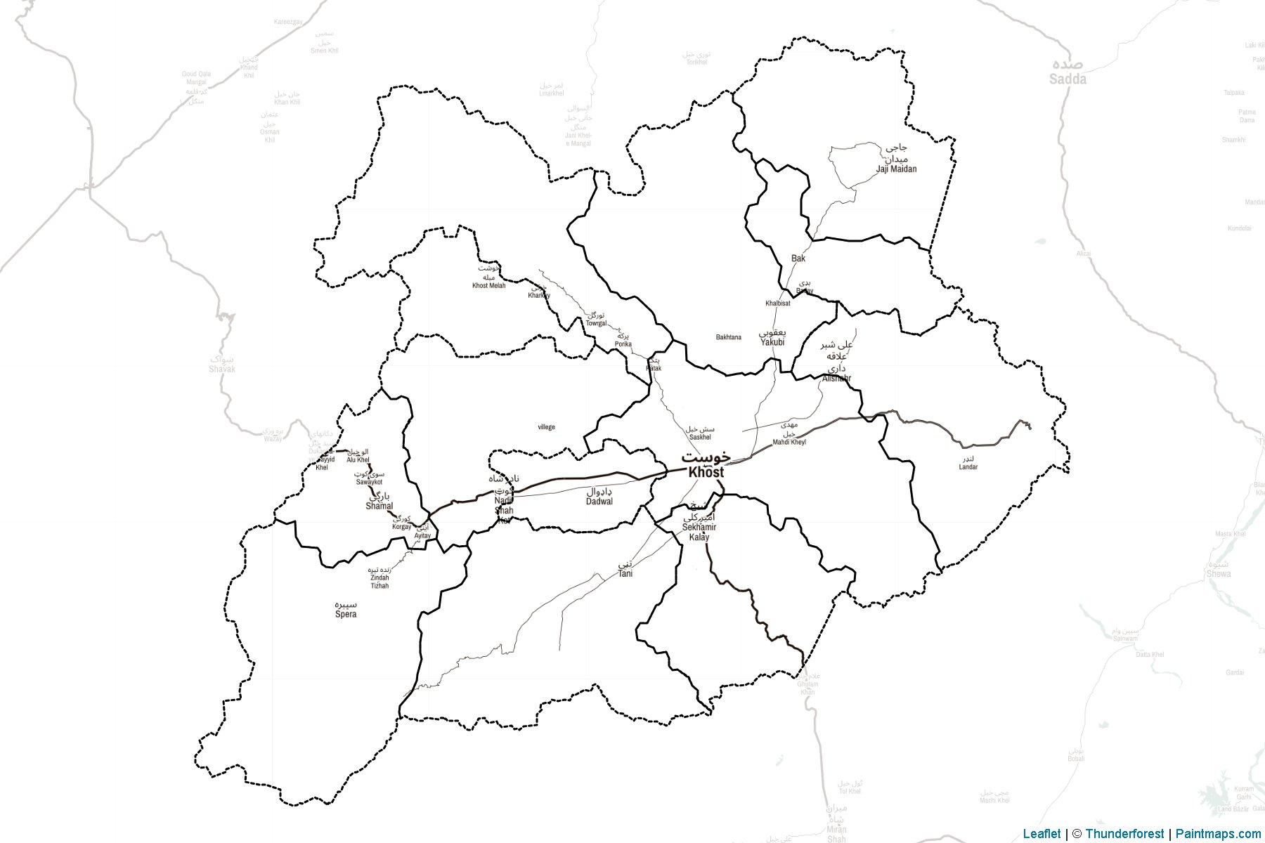 Muestras de recorte de mapas Khowst (Afganistán)-2