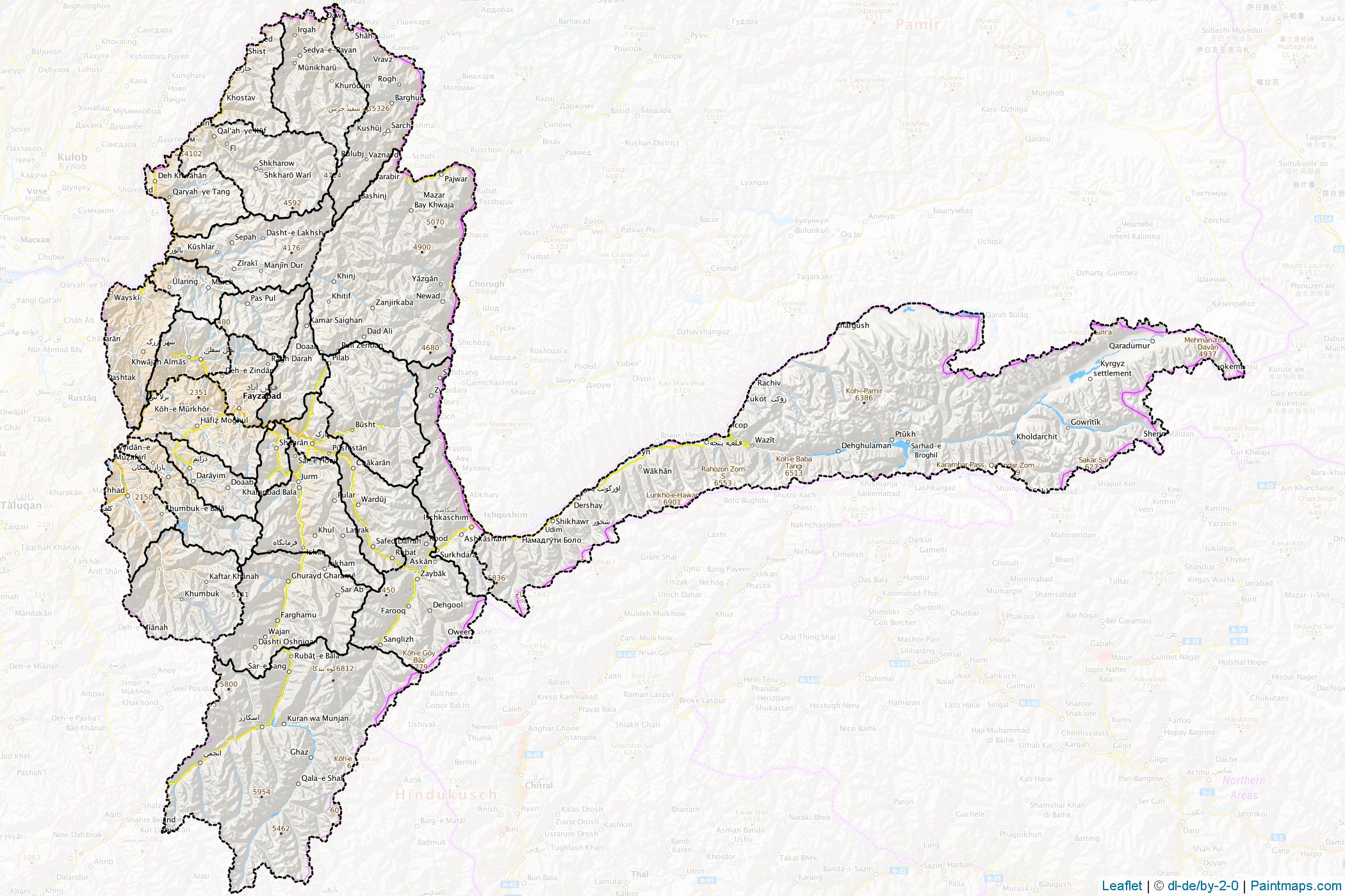 Muestras de recorte de mapas Badakhshan (Afganistán)-1