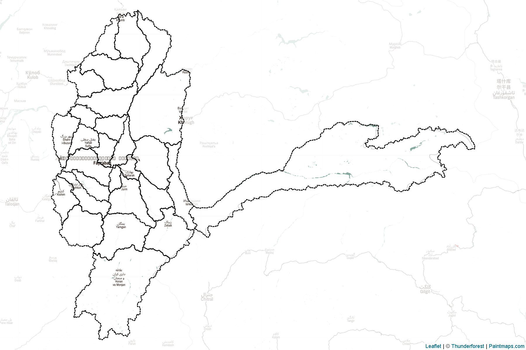 Muestras de recorte de mapas Badakhshan (Afganistán)-2