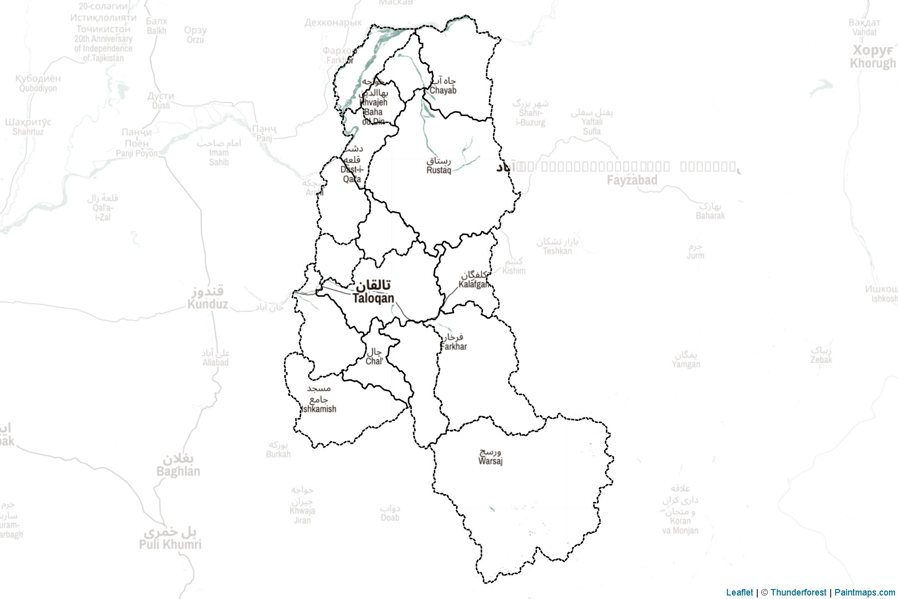 Muestras de recorte de mapas Takhar (Afganistán)-2