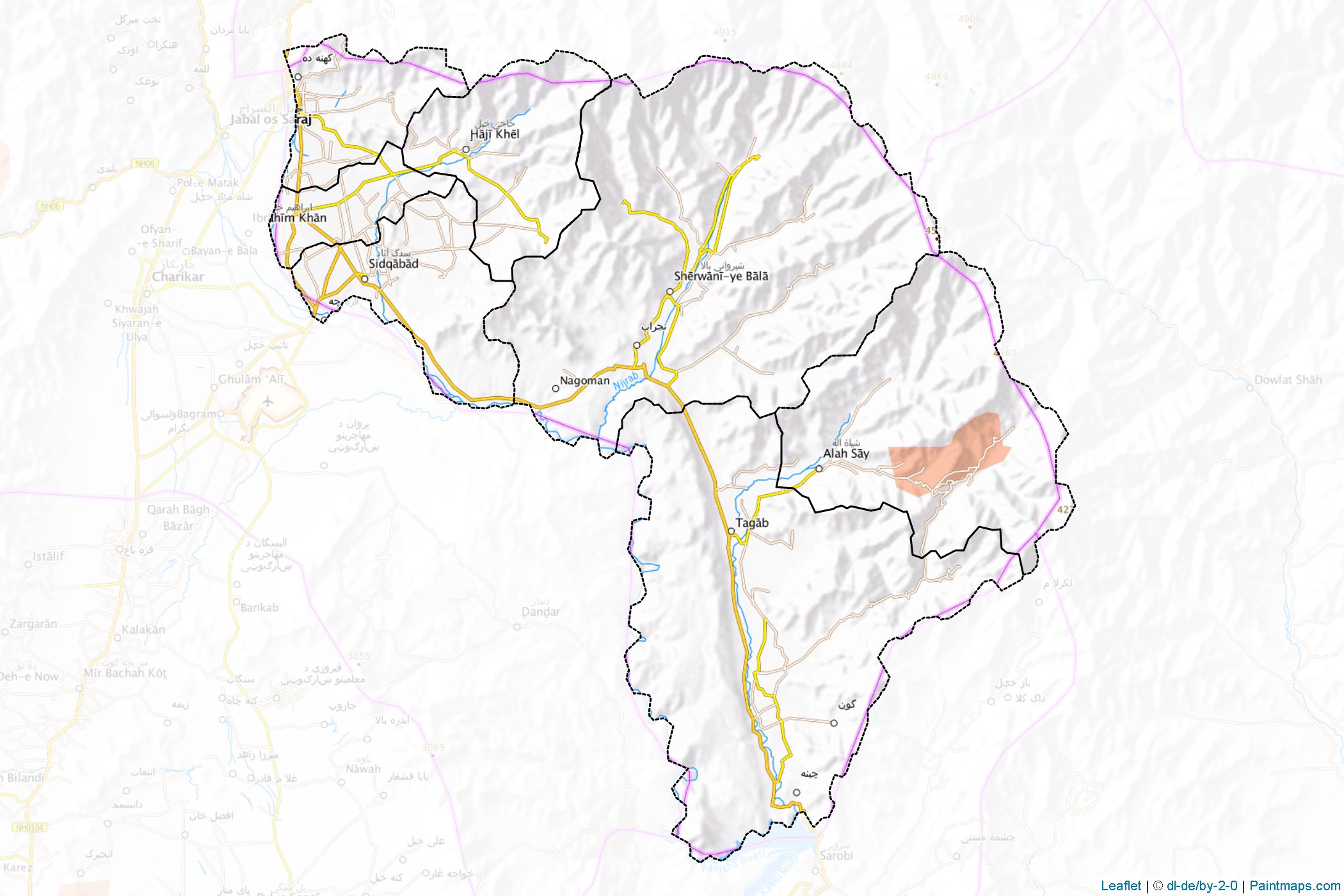 Muestras de recorte de mapas Kapisa (Afganistán)-1