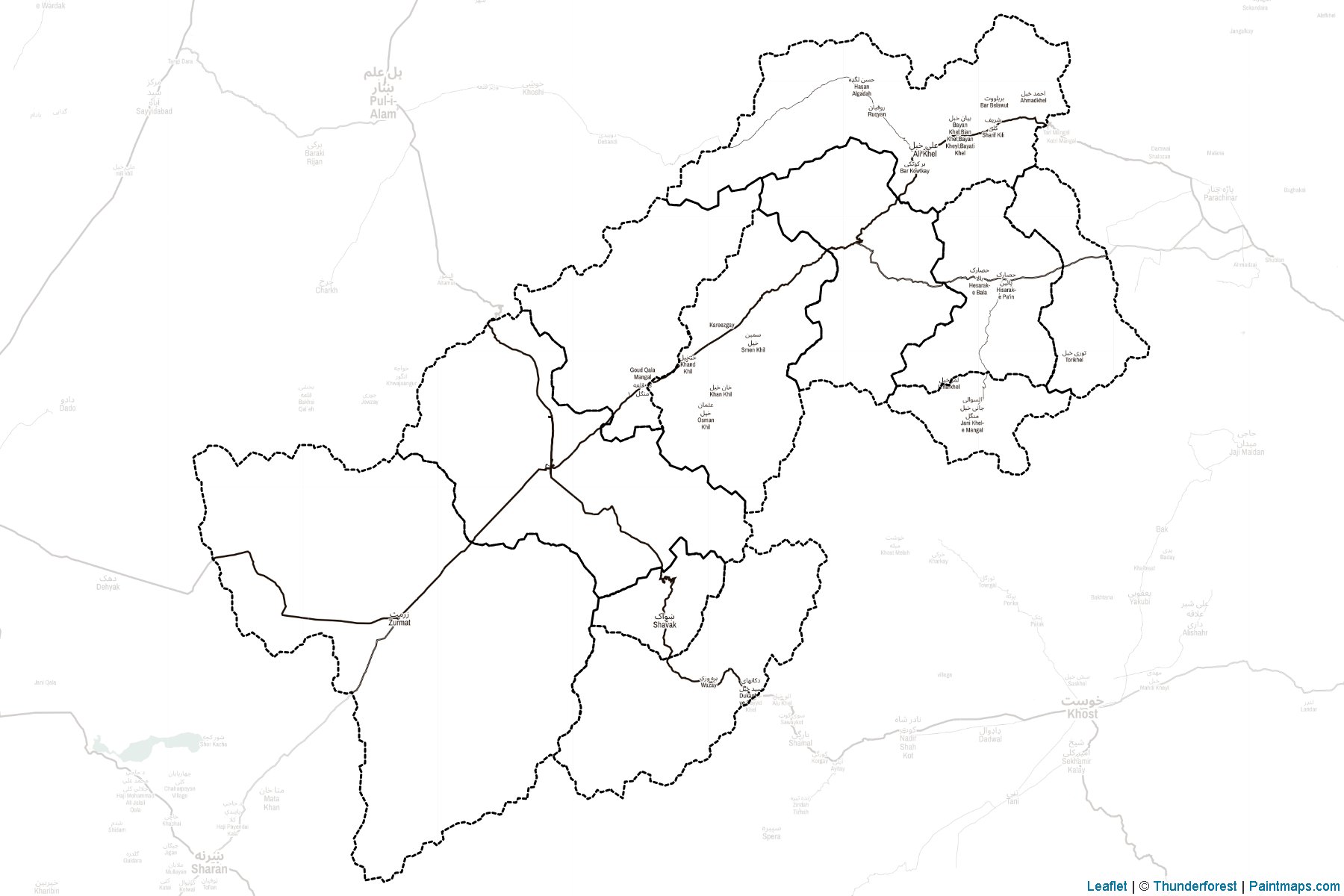 Muestras de recorte de mapas Paktia (Afganistán)-2