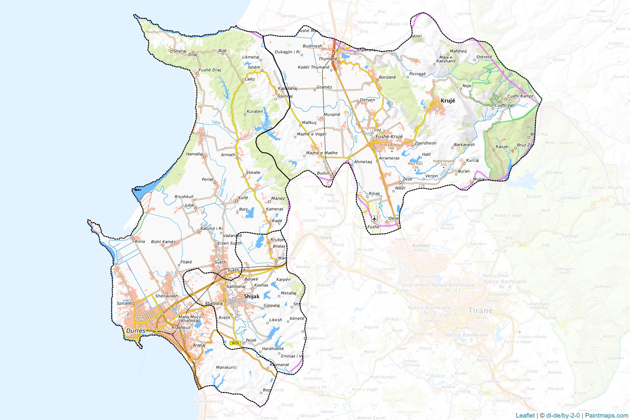 Muestras de recorte de mapas Durrës (Albania)-1