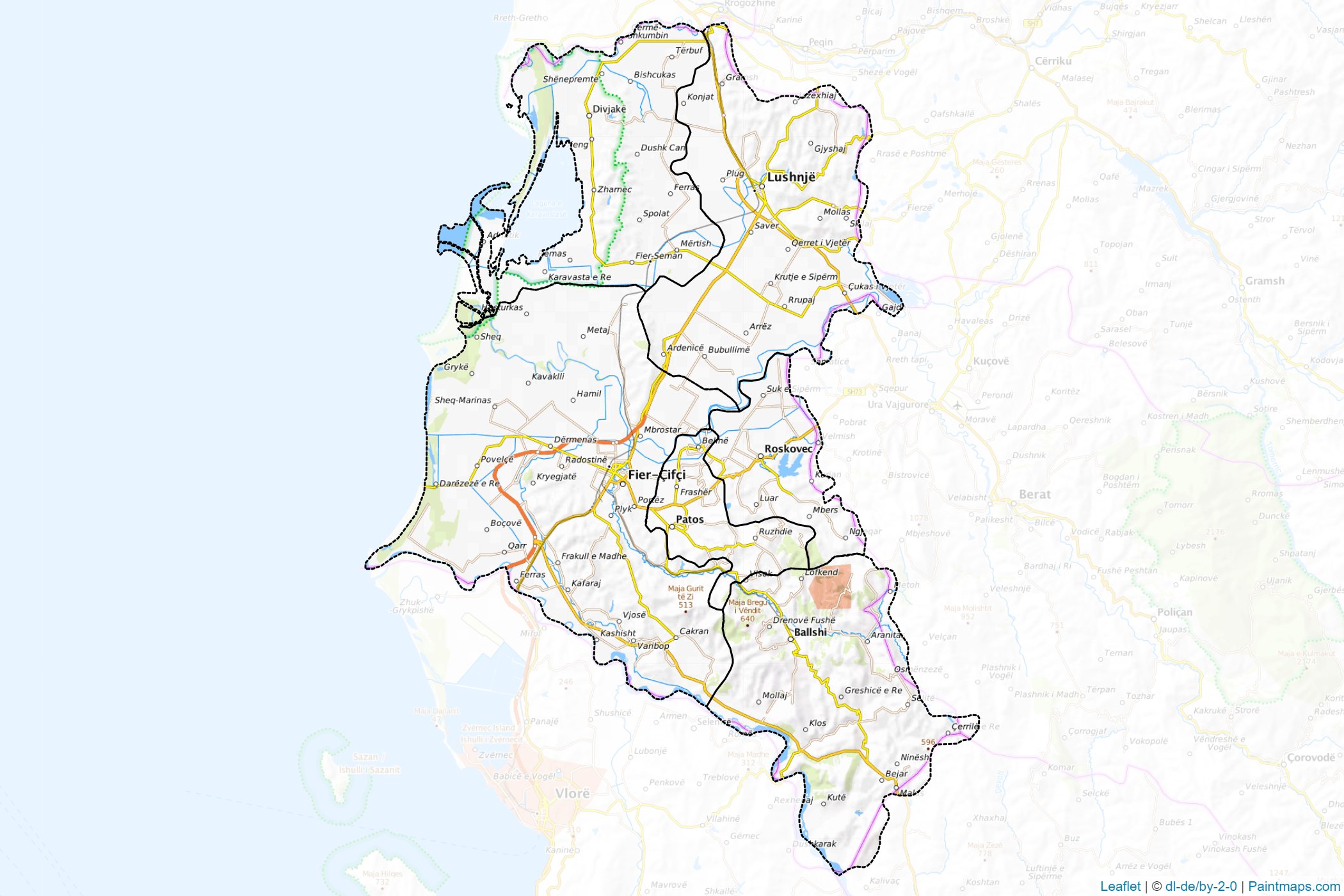 Fier ili (Arnavutluk) Haritası Örnekleri-1