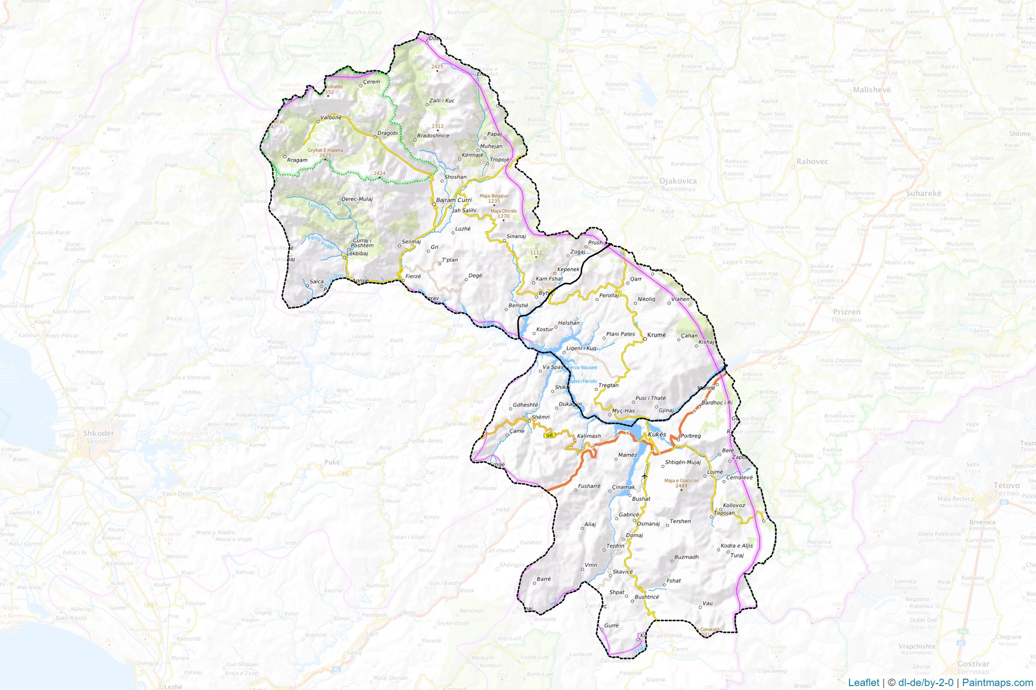 Muestras de recorte de mapas Kukës (Albania)-1