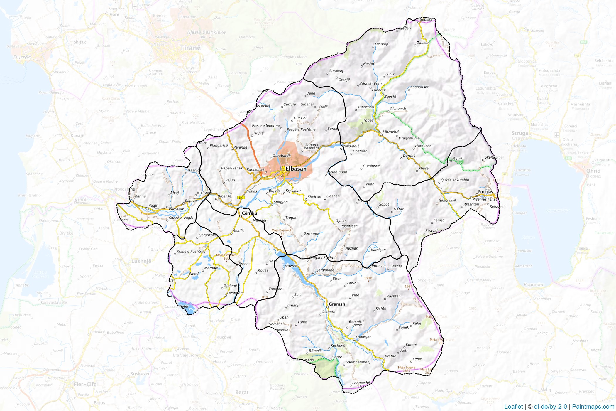 Muestras de recorte de mapas Elbasan (Albania)-1