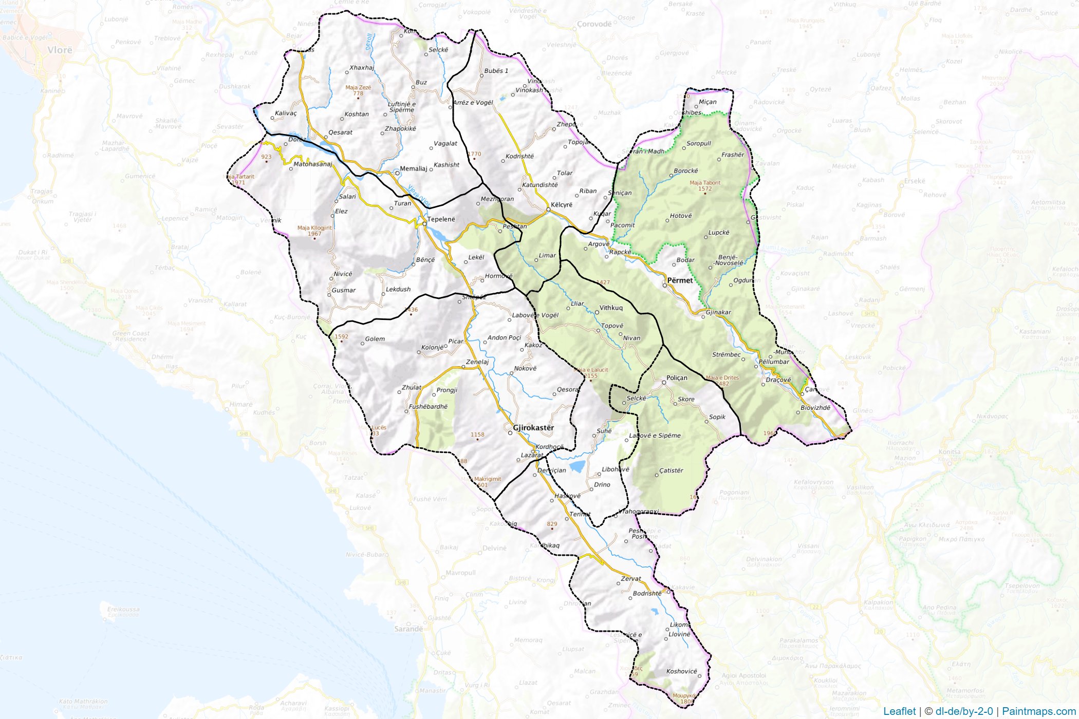 Muestras de recorte de mapas Gjirokaste (Albania)-1