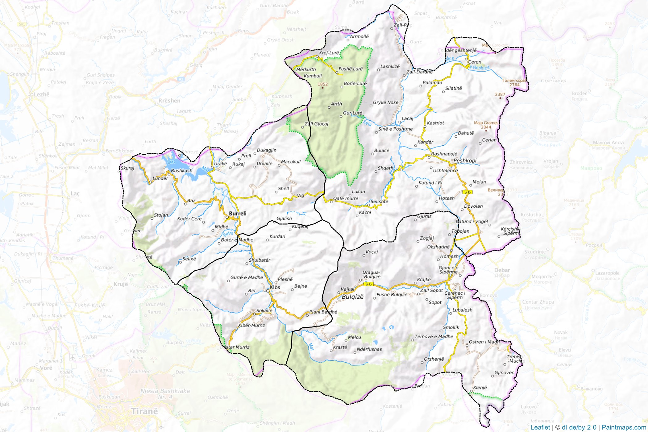 Muestras de recorte de mapas Dibër (Albania)-1