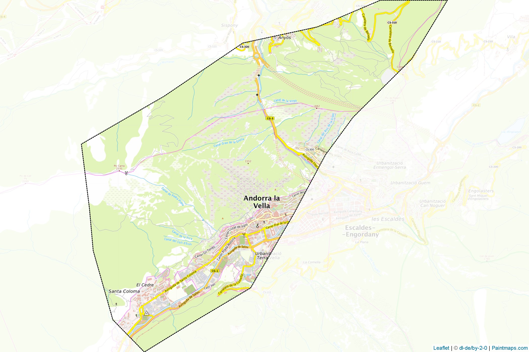 Muestras de recorte de mapas Andorra la Vella (Andorra)-1