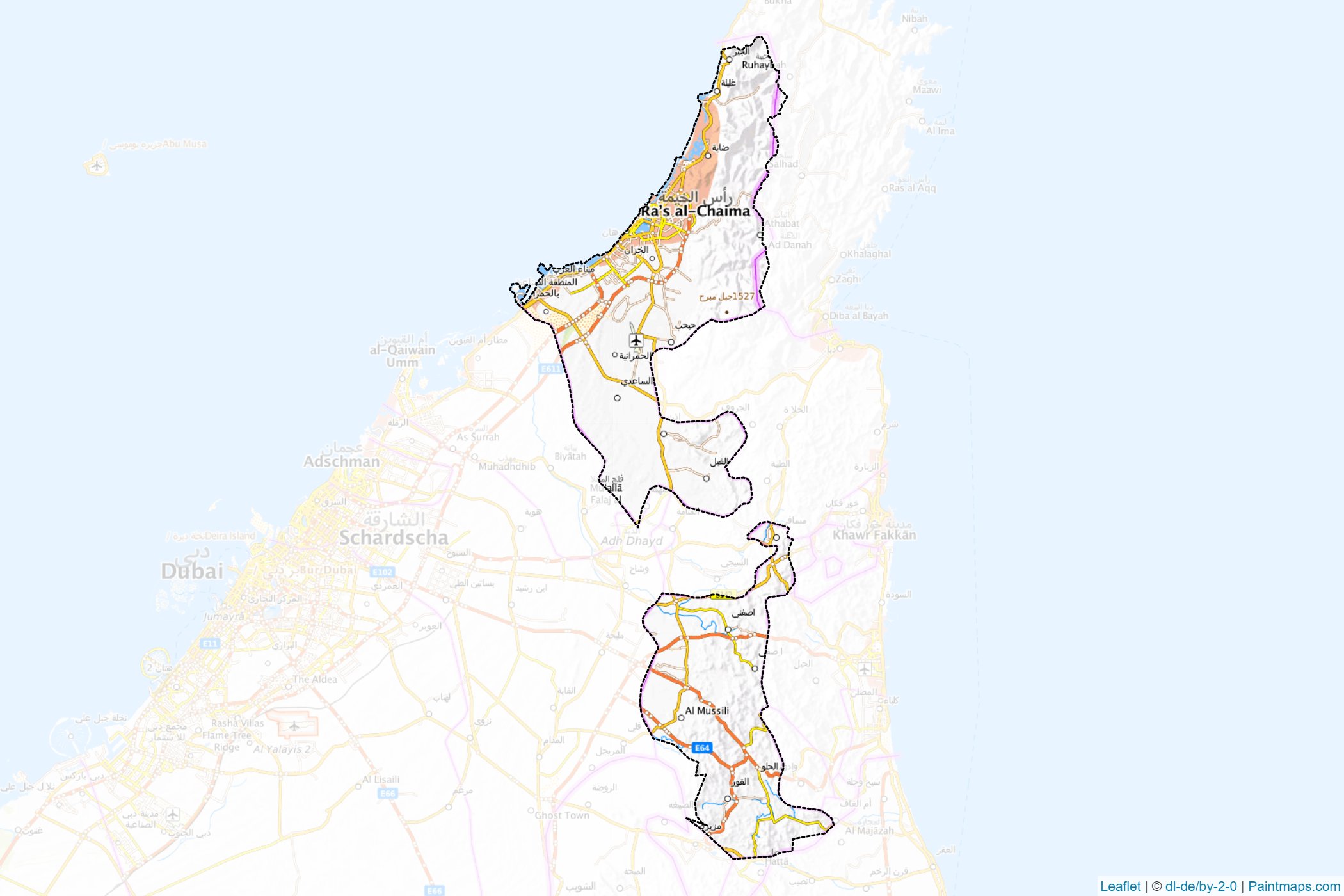 Muestras de recorte de mapas Ras Al Khaimah (Emiratos Árabes Unidos)-1