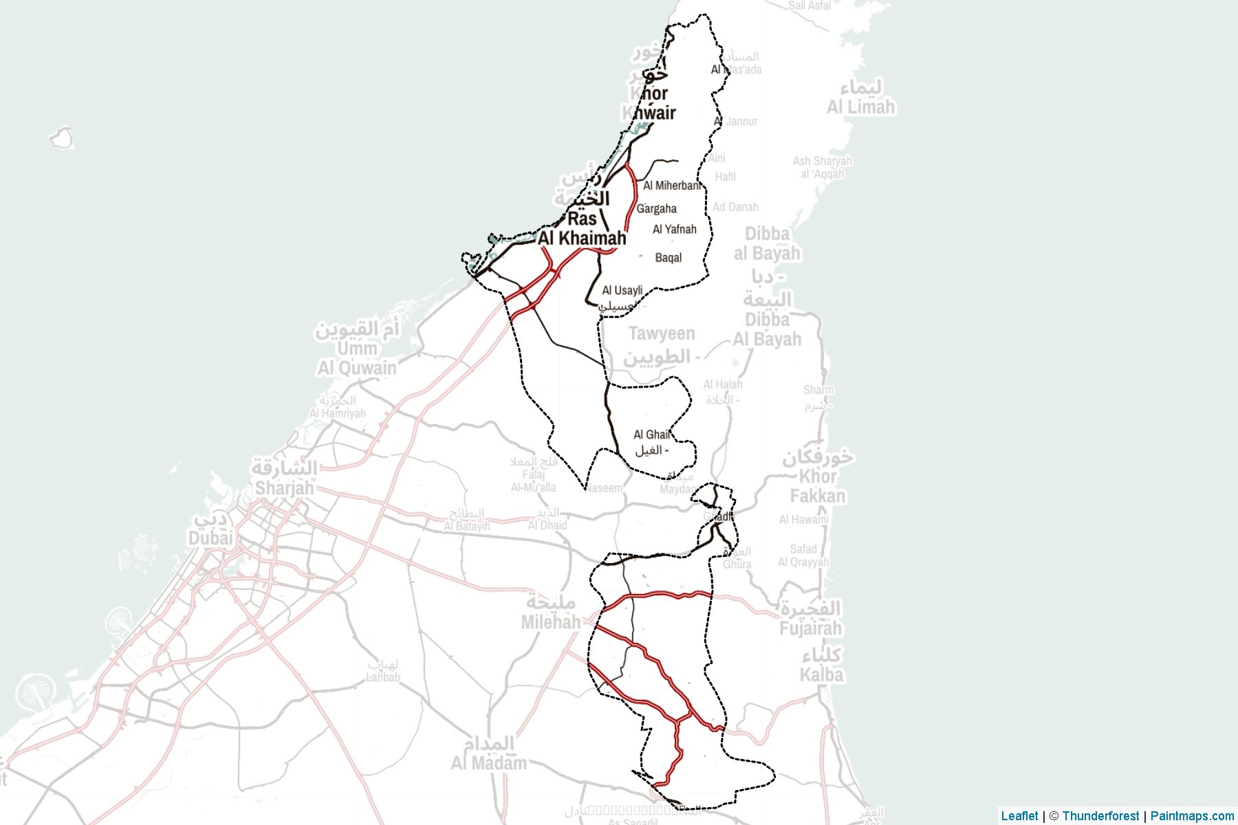 Muestras de recorte de mapas Ras Al Khaimah (Emiratos Árabes Unidos)-2