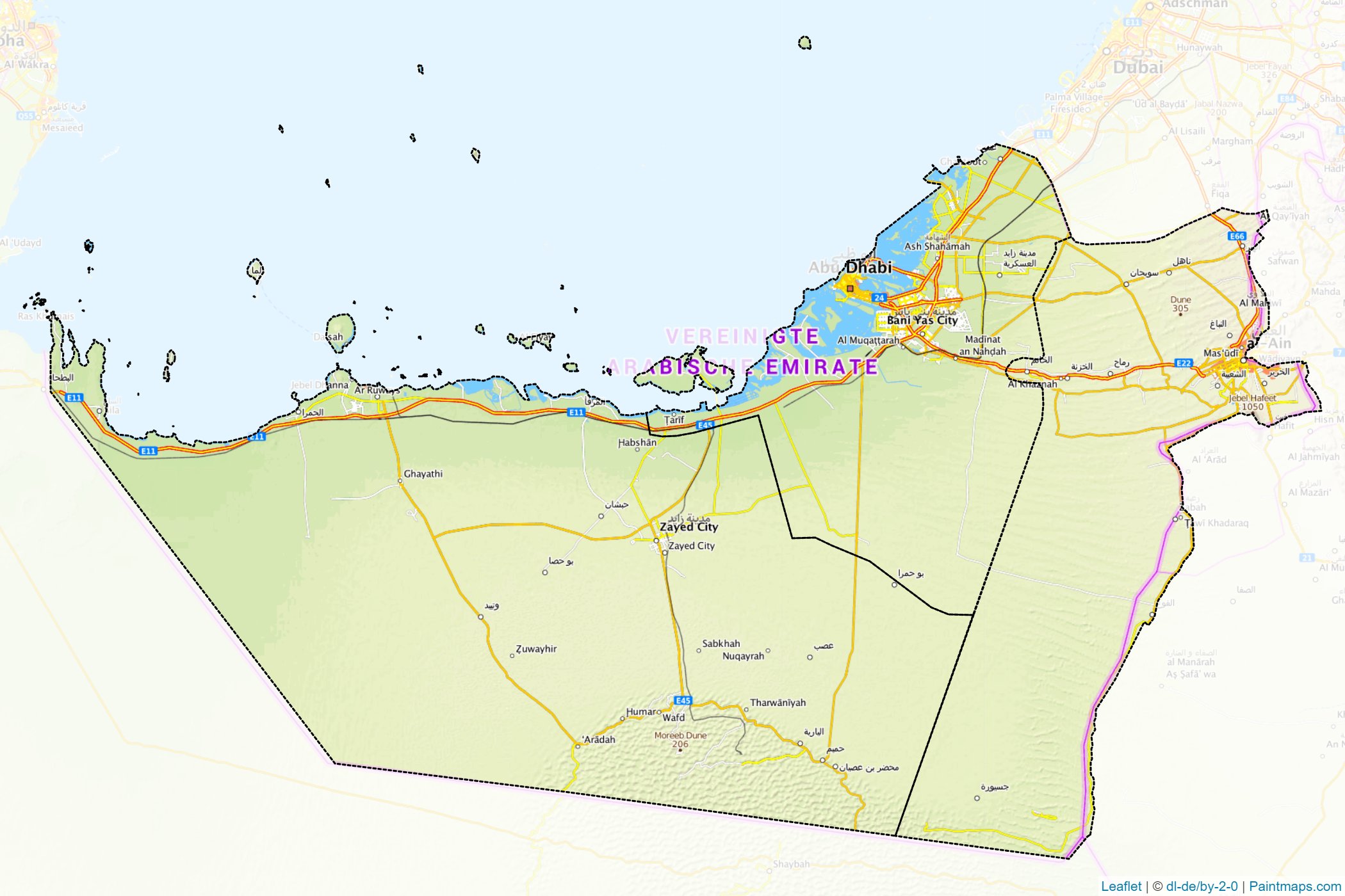 Muestras de recorte de mapas Abu Dhabi (Emiratos Árabes Unidos)-1