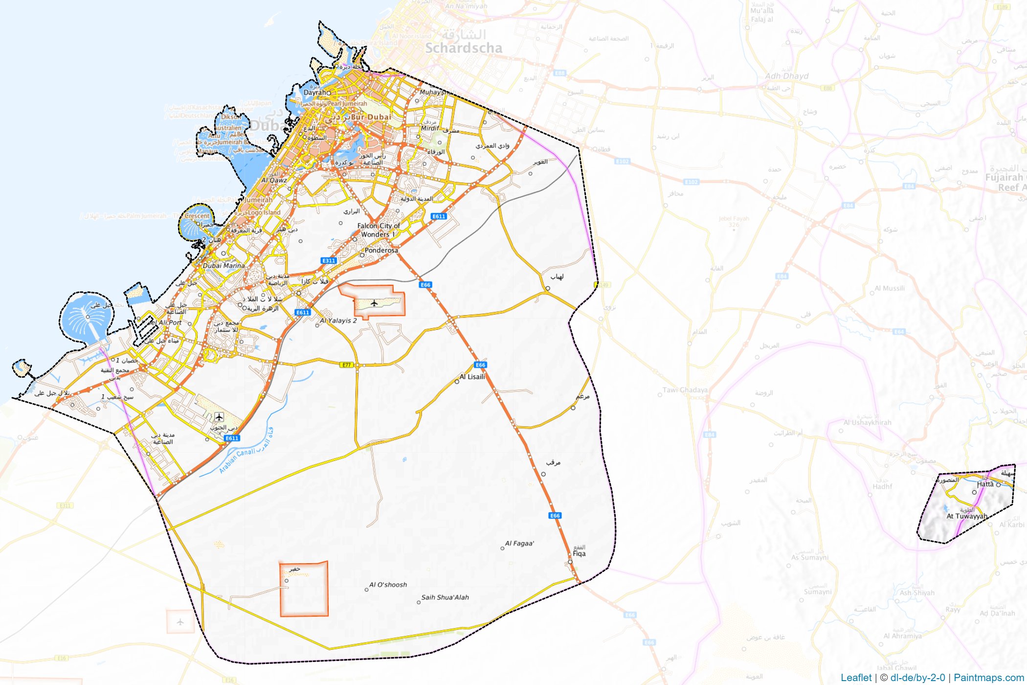 Muestras de recorte de mapas Dubai (Emiratos Árabes Unidos)-1