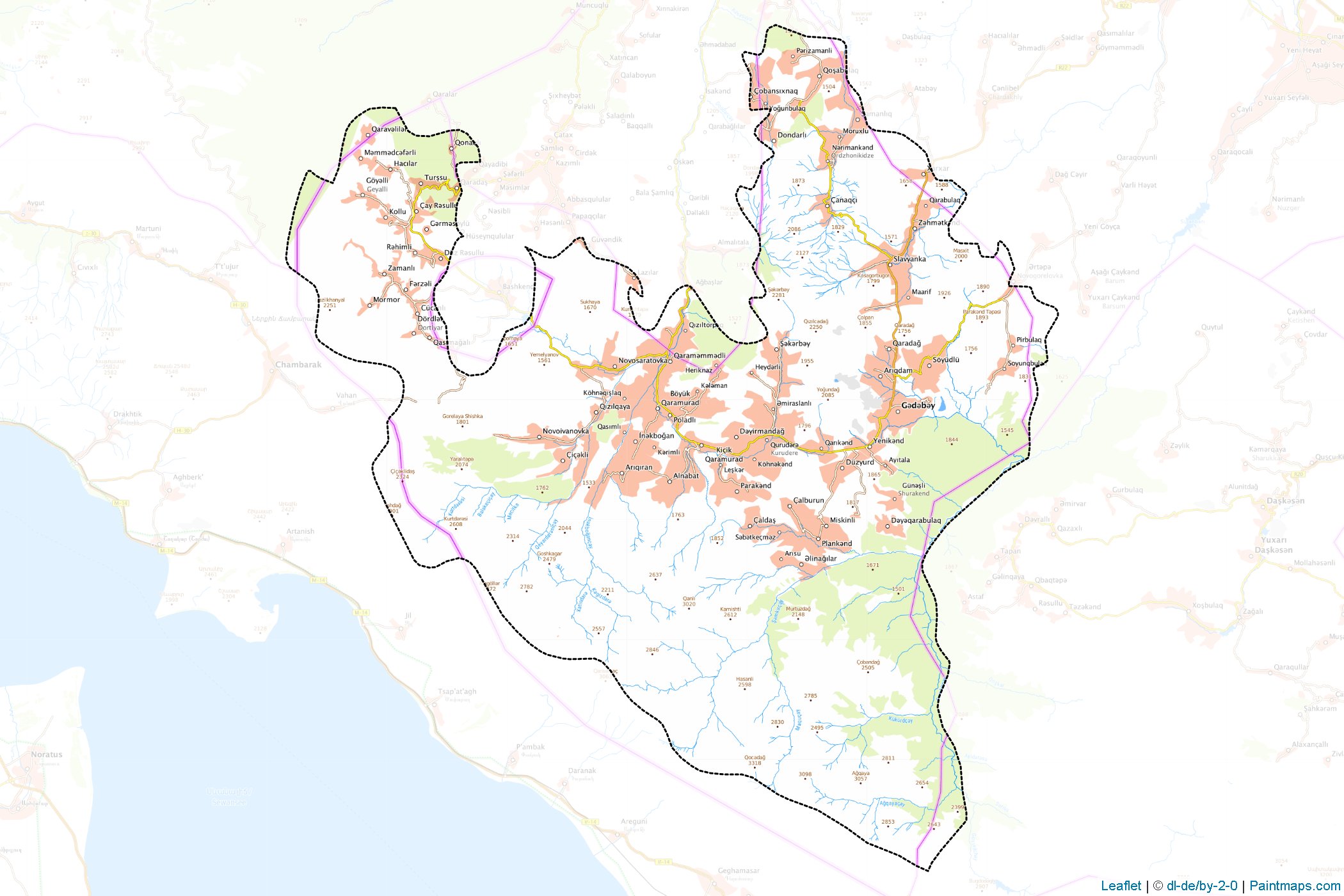 Muestras de recorte de mapas Gədəbəy (Ganja-Gazakh)-1