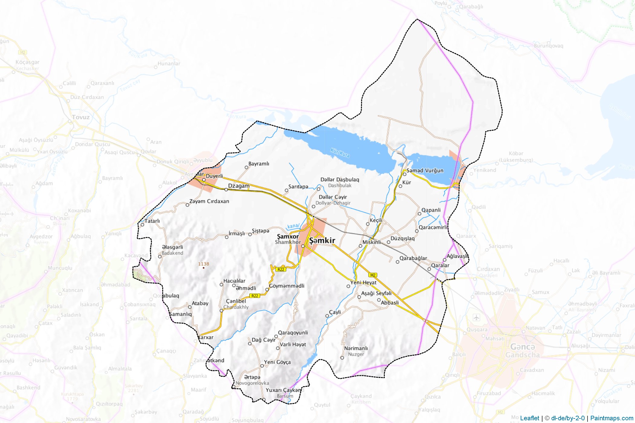 Muestras de recorte de mapas Şəmkir (Ganja-Gazakh)-1