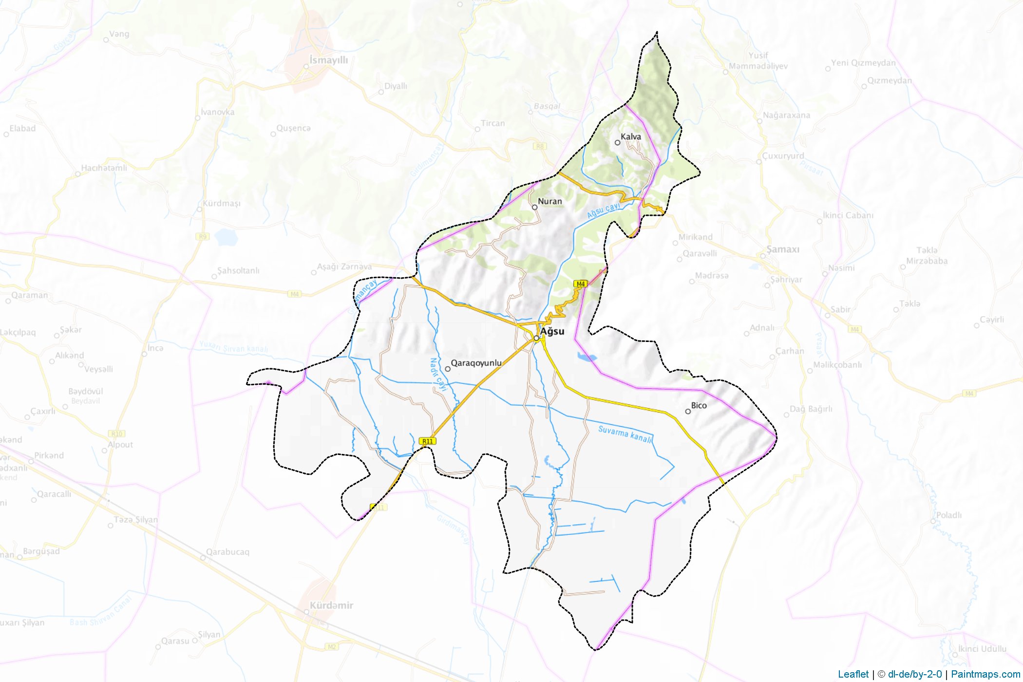 Muestras de recorte de mapas Ağsu (Daghlig Shirvan)-1