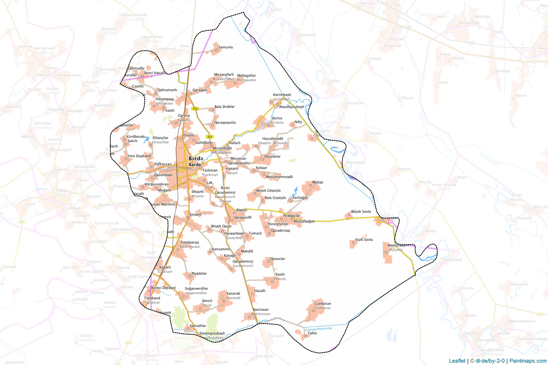 Muestras de recorte de mapas Bərdə (Aran)-1