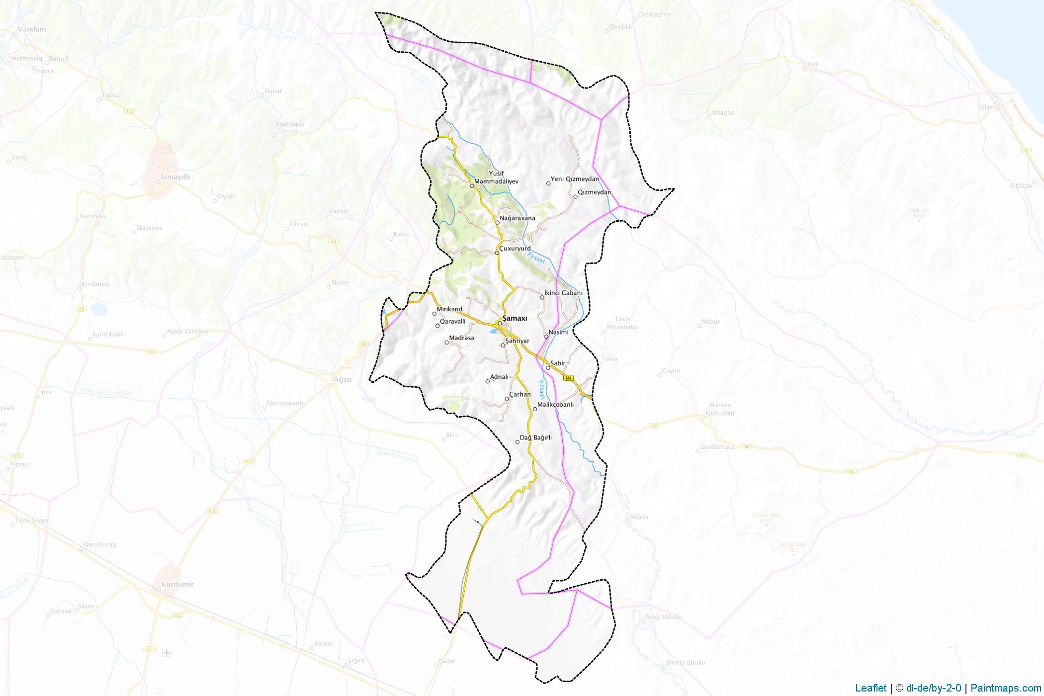 Muestras de recorte de mapas Şamaxı (Daghlig Shirvan)-1