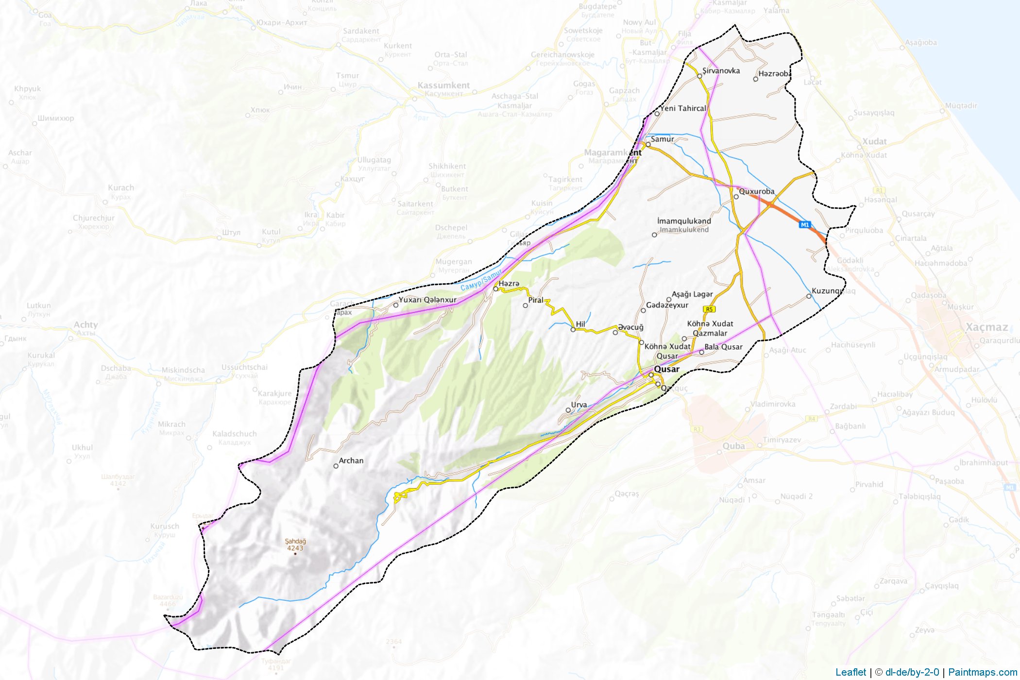 Muestras de recorte de mapas Qusar (Guba-Khachmaz)-1