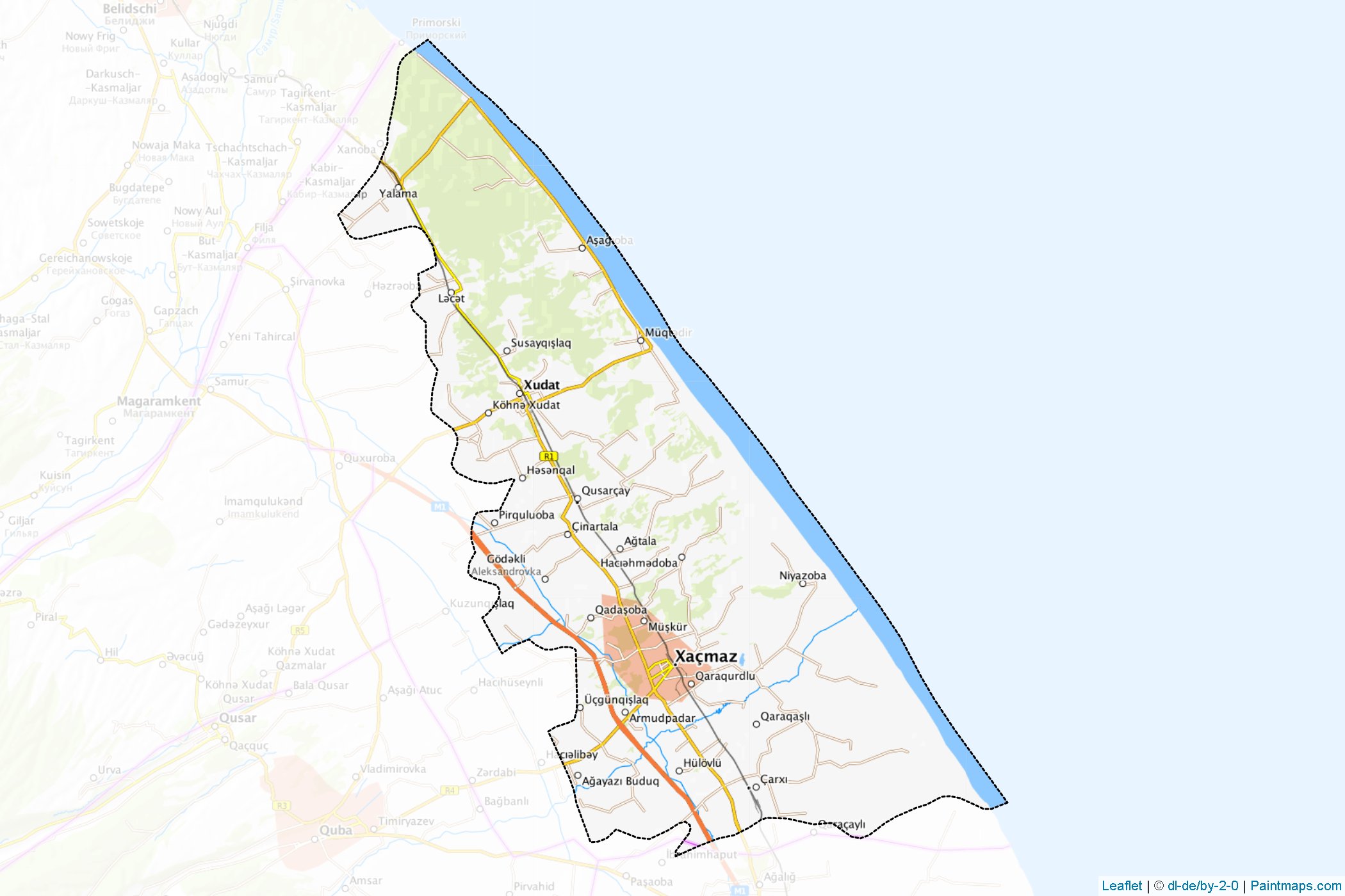 Muestras de recorte de mapas Xaçmaz (Guba-Khachmaz)-1