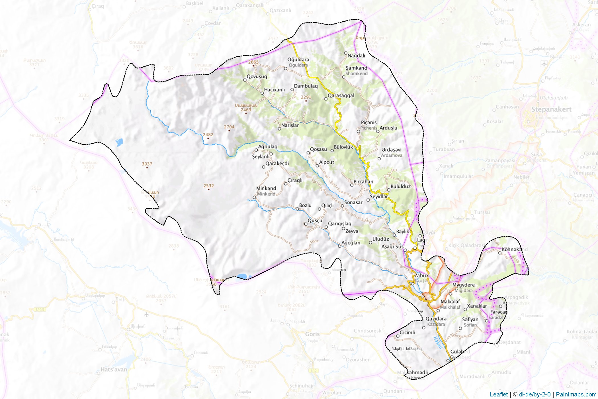 Muestras de recorte de mapas Lankaran (Kalbajar-Lachin)-1