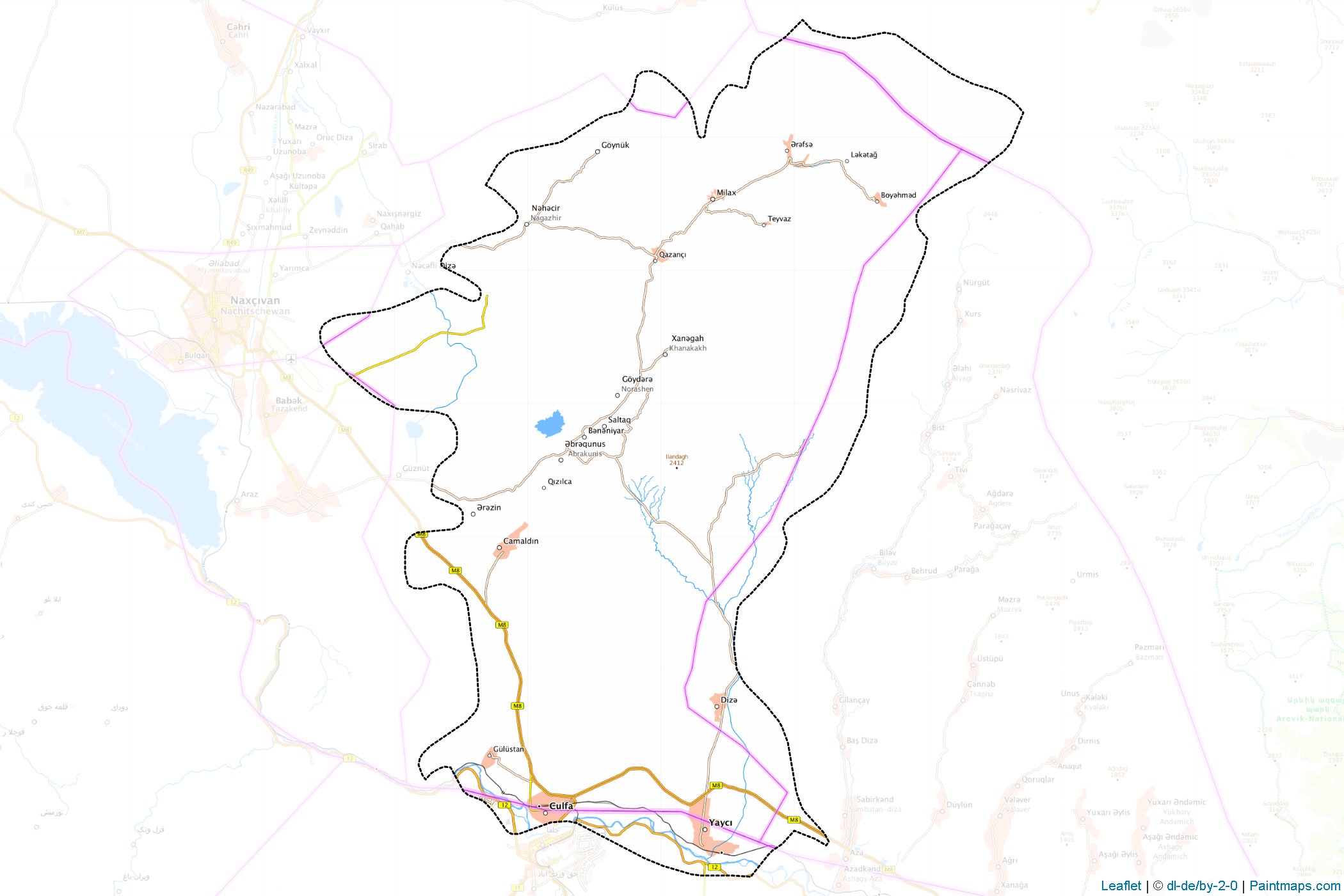 Muestras de recorte de mapas Culfa (Naxçıvan Autonomous Republic)-1