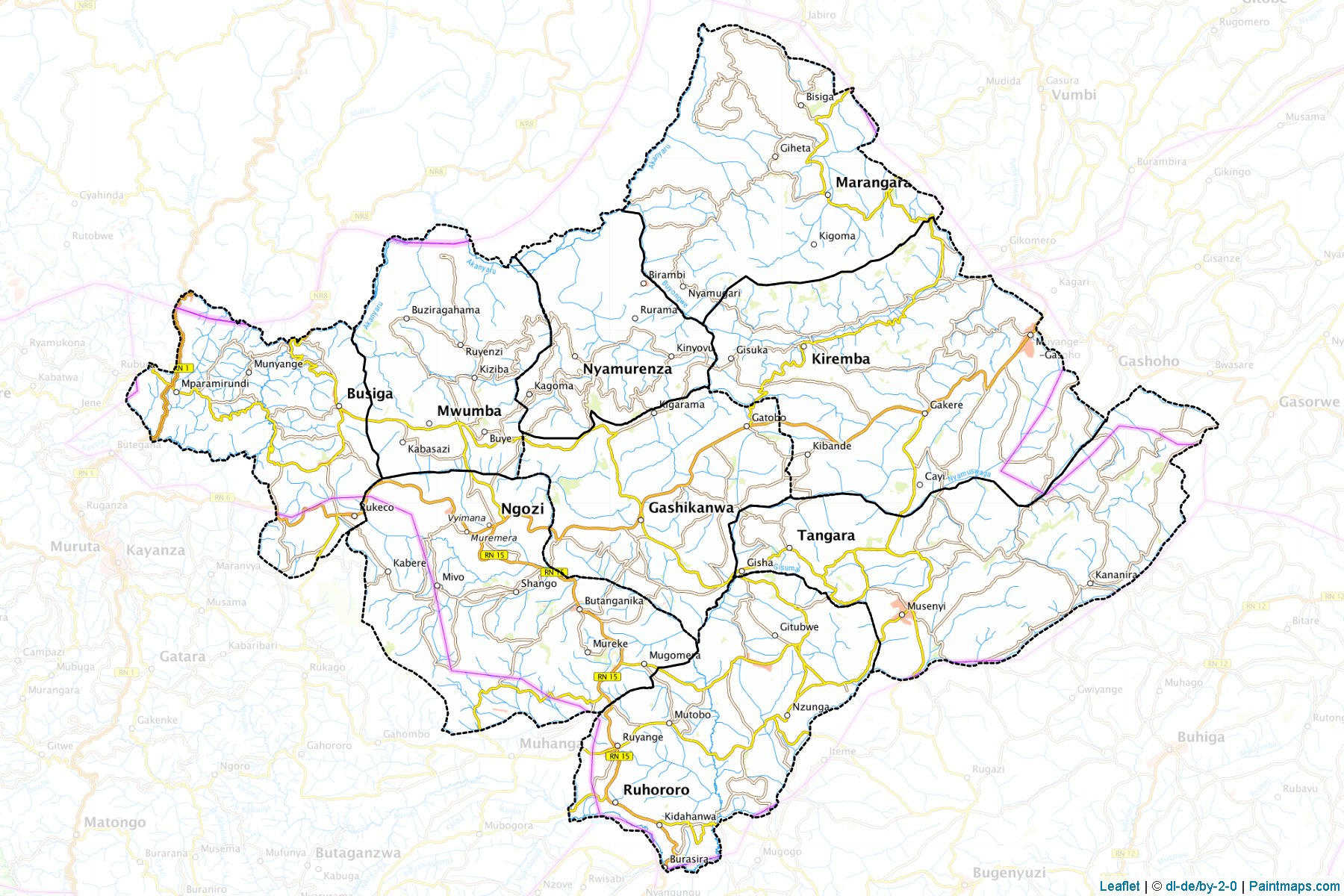 Muestras de recorte de mapas Ngozi (Burundi)-1