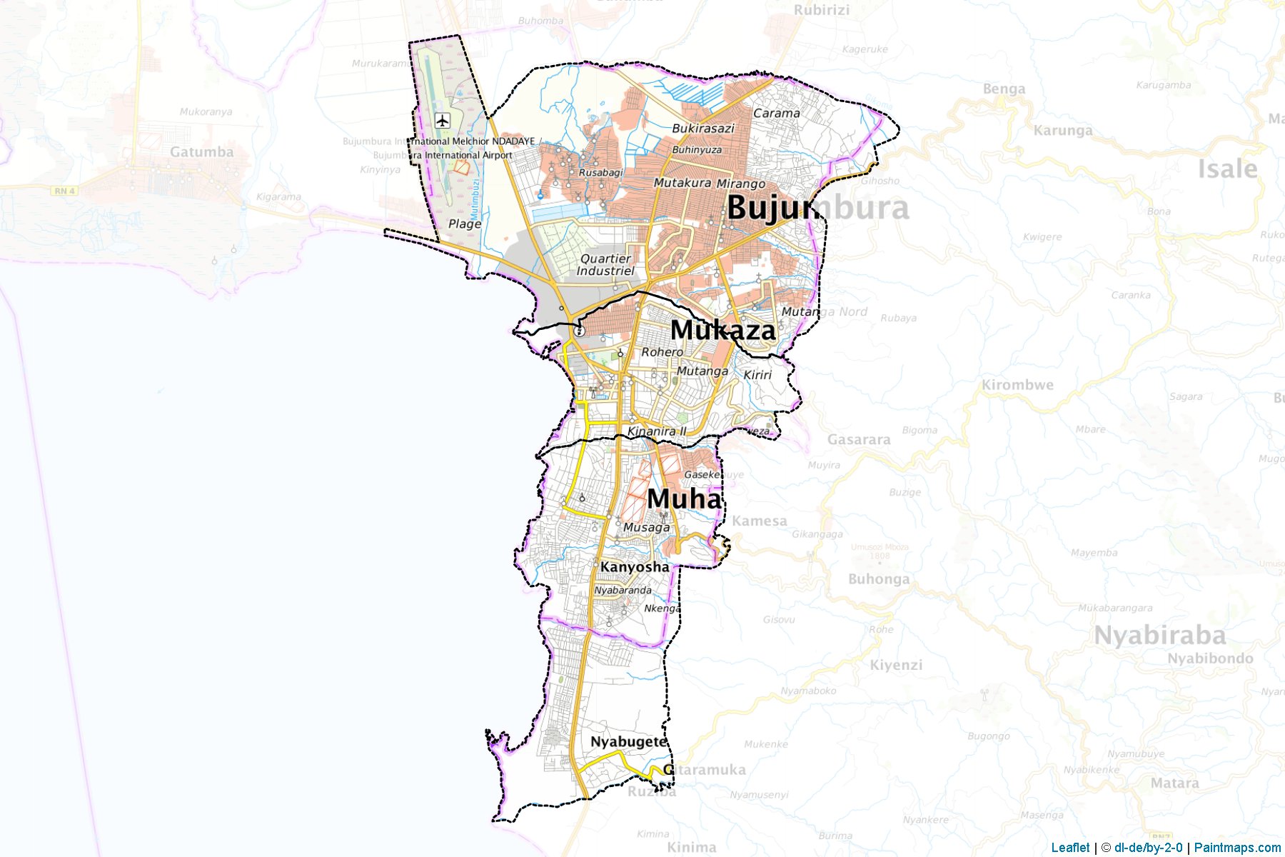 Muestras de recorte de mapas Bujumbura Mairie (Burundi)-1