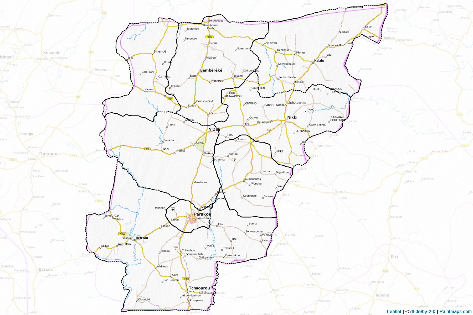 Muestras de recorte de mapas Borgou (Benín)-1