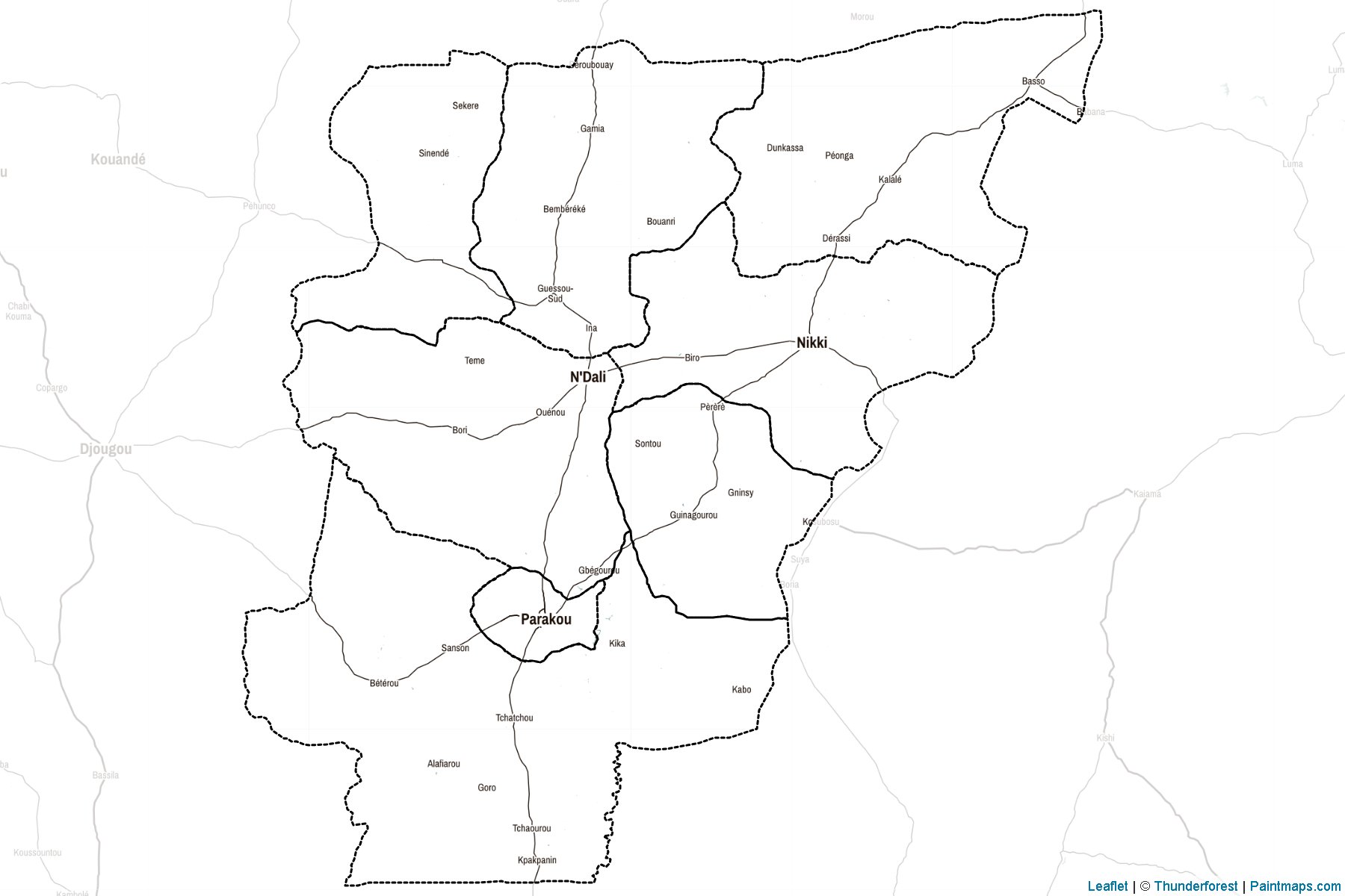 Muestras de recorte de mapas Borgou (Benín)-2