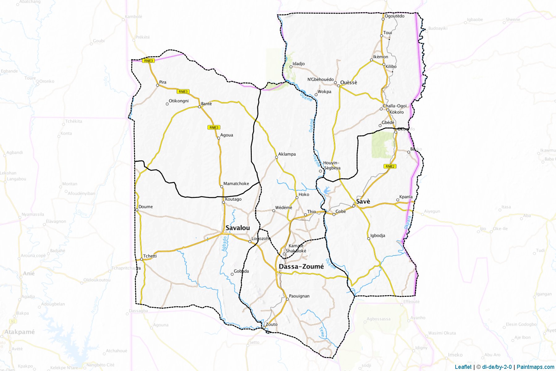 Collines Department (Benin) Map Cropping Samples-1