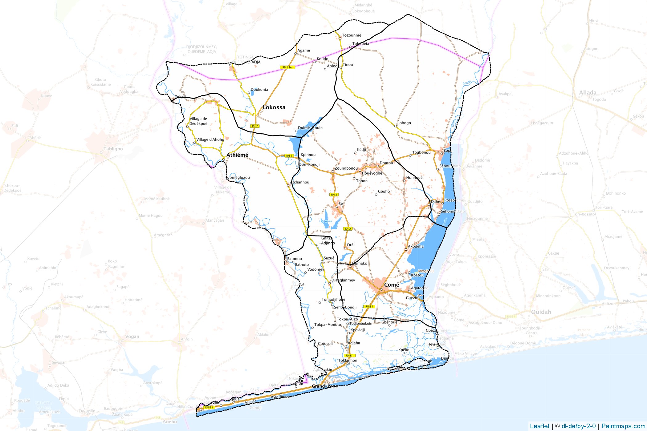 Muestras de recorte de mapas Mono (Benín)-1